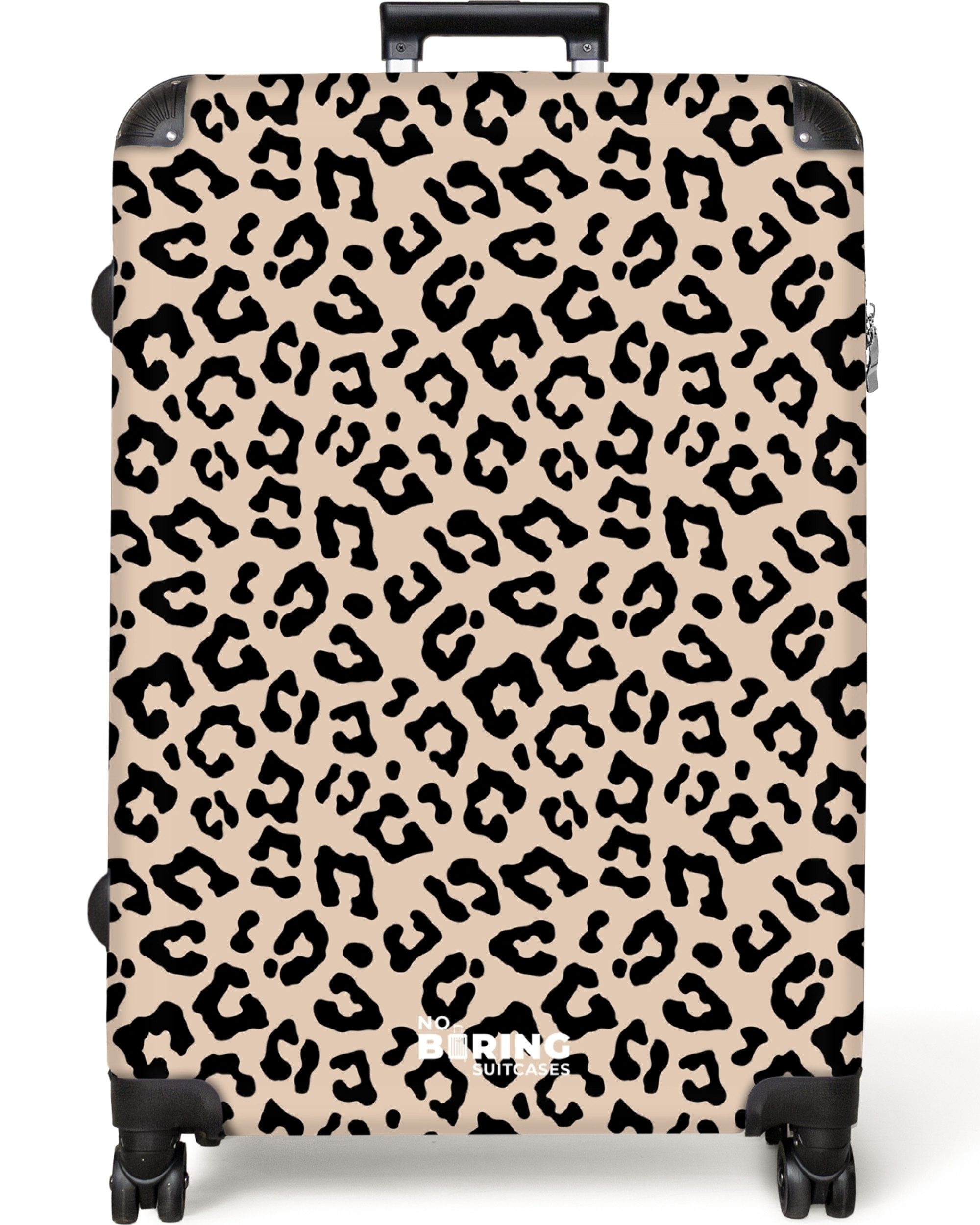 NoBoringSuitcases.com© Hartschalen-Trolley Beige mit schwarzem Pantherdruck günstig online kaufen