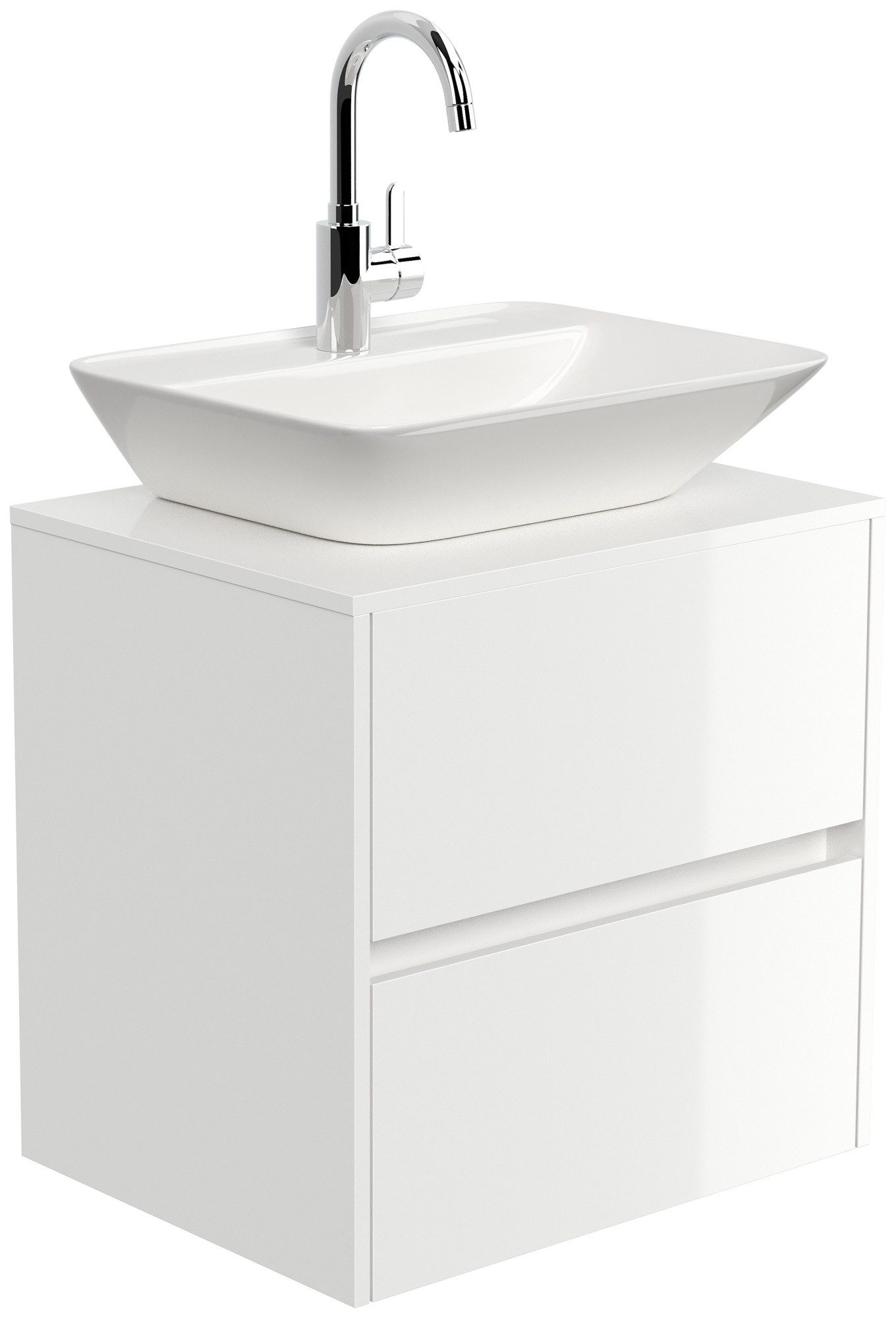 Magnolia Home Waschtisch Badmöbel Taifun 60cm mit modernem Aufsatzwaschbecken weiß Hgl