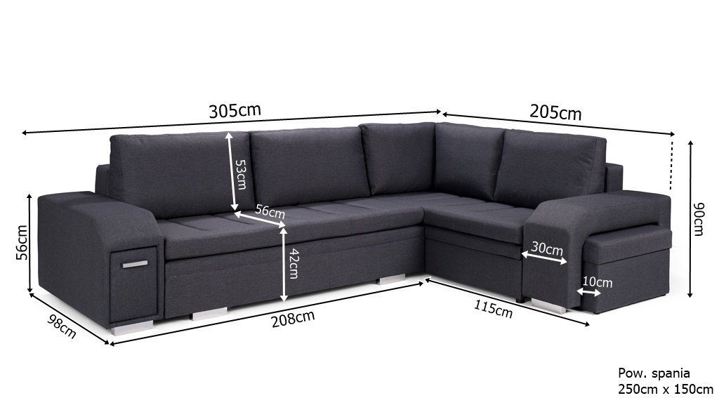 Siblo Ecksofa großes, minimalistisches Rosa Ecksofa Schlaffunktion Adamo mit Ein