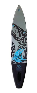 Runga-Boards Inflatable SUP-Board Runga TOA-RACE AIR GREY 12.6 Stand Up Paddling SUP iSUP, (Set 1, mit gepolsterten Trolley-Rucksack, Center-Finne und Coiled-Leash)