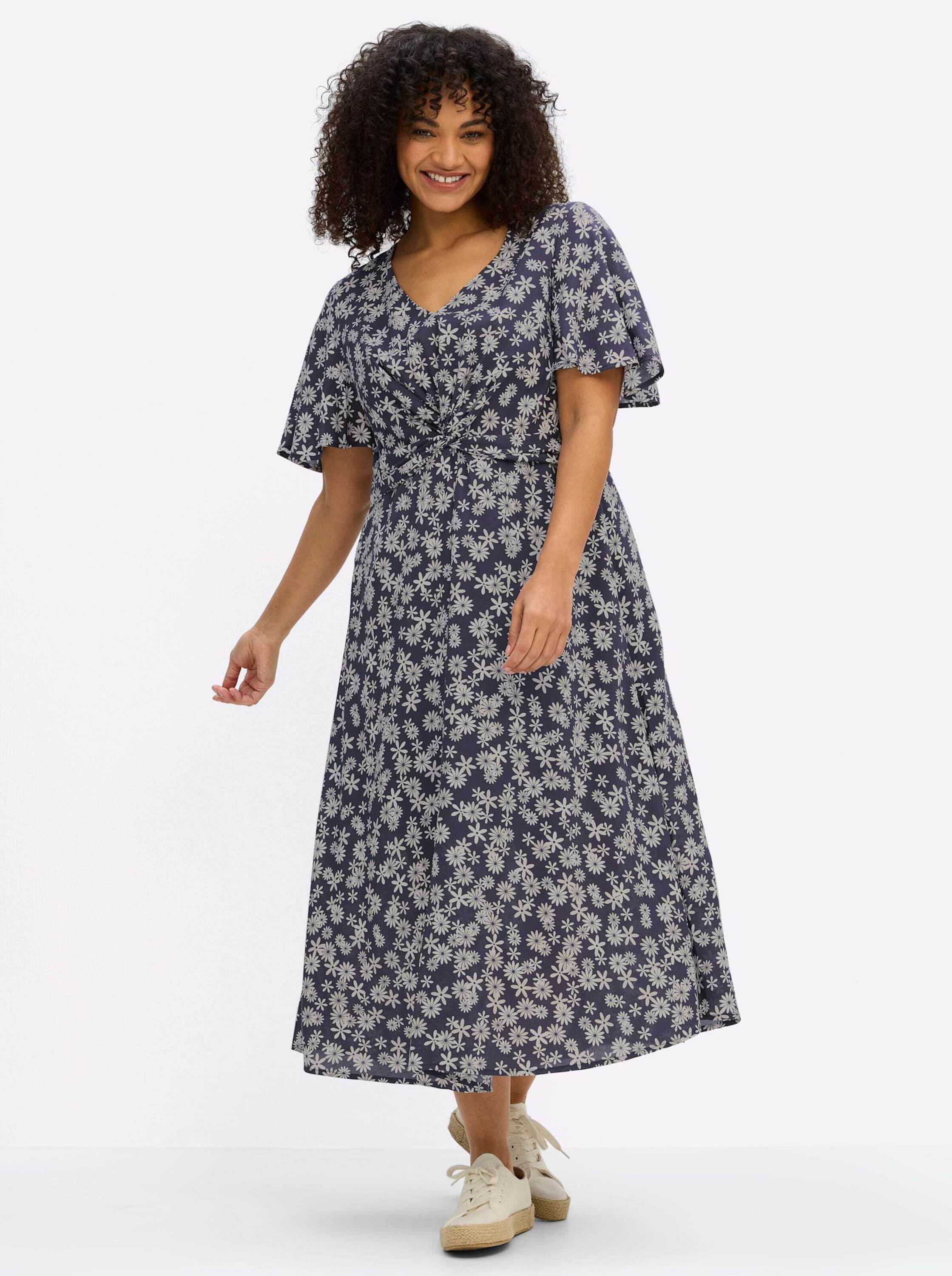 Sheego Etuikleid Webkleid Kurzarm