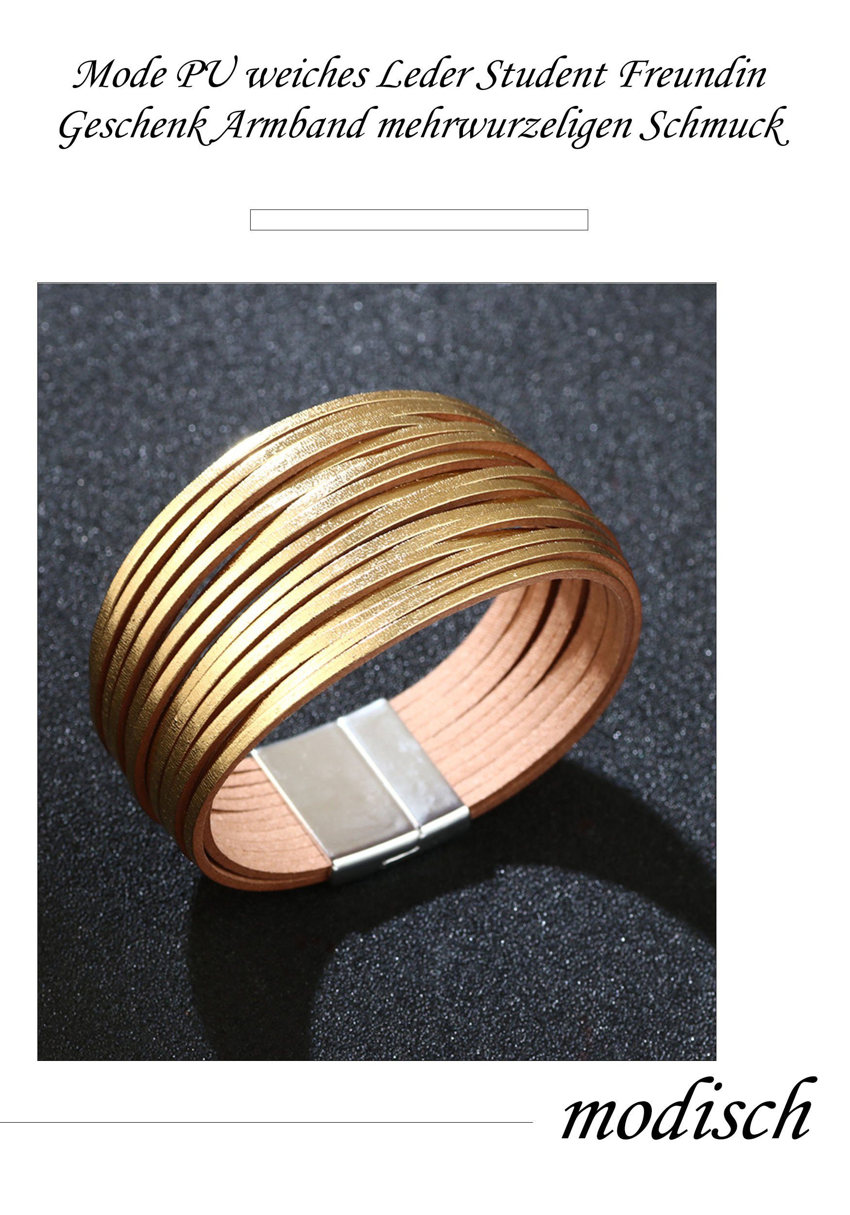 MAGICSHE Armband Mode-Stil Gold- oder Silbe Goldfarben Wrap Armband Multi