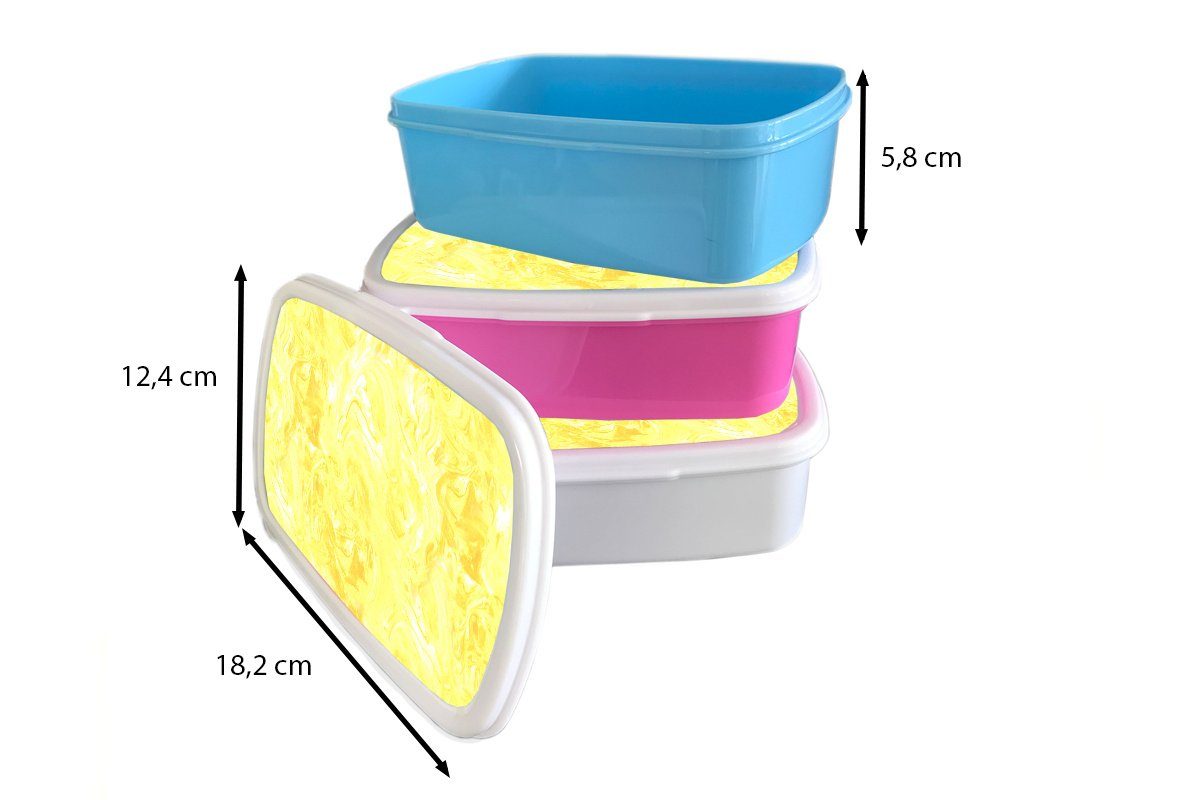 Snackbox, - Marmor rosa Brotbox MuchoWow Erwachsene, Kunststoff, - - Lunchbox für Farbe, Muster Gelb (2-tlg), Kunststoff Brotdose Kinder, Mädchen,