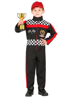 Widdmann Kostüm Formel 1 Rennfahrer, Schnittiger Overall für kleine Rennsportler