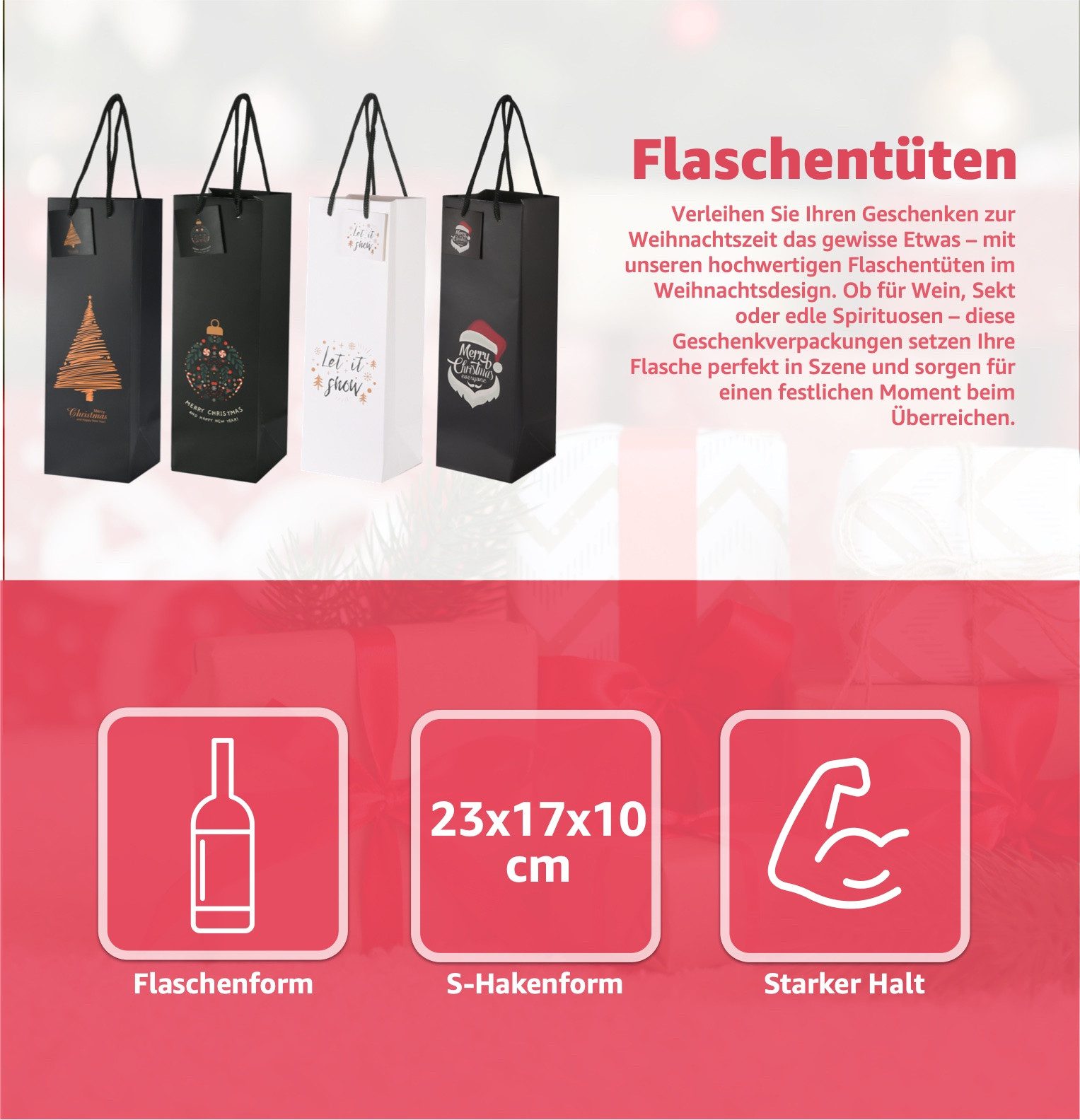 MerryXmas Aufbewahrungsbox 12x Flaschentüten für Weihnachten günstig online kaufen