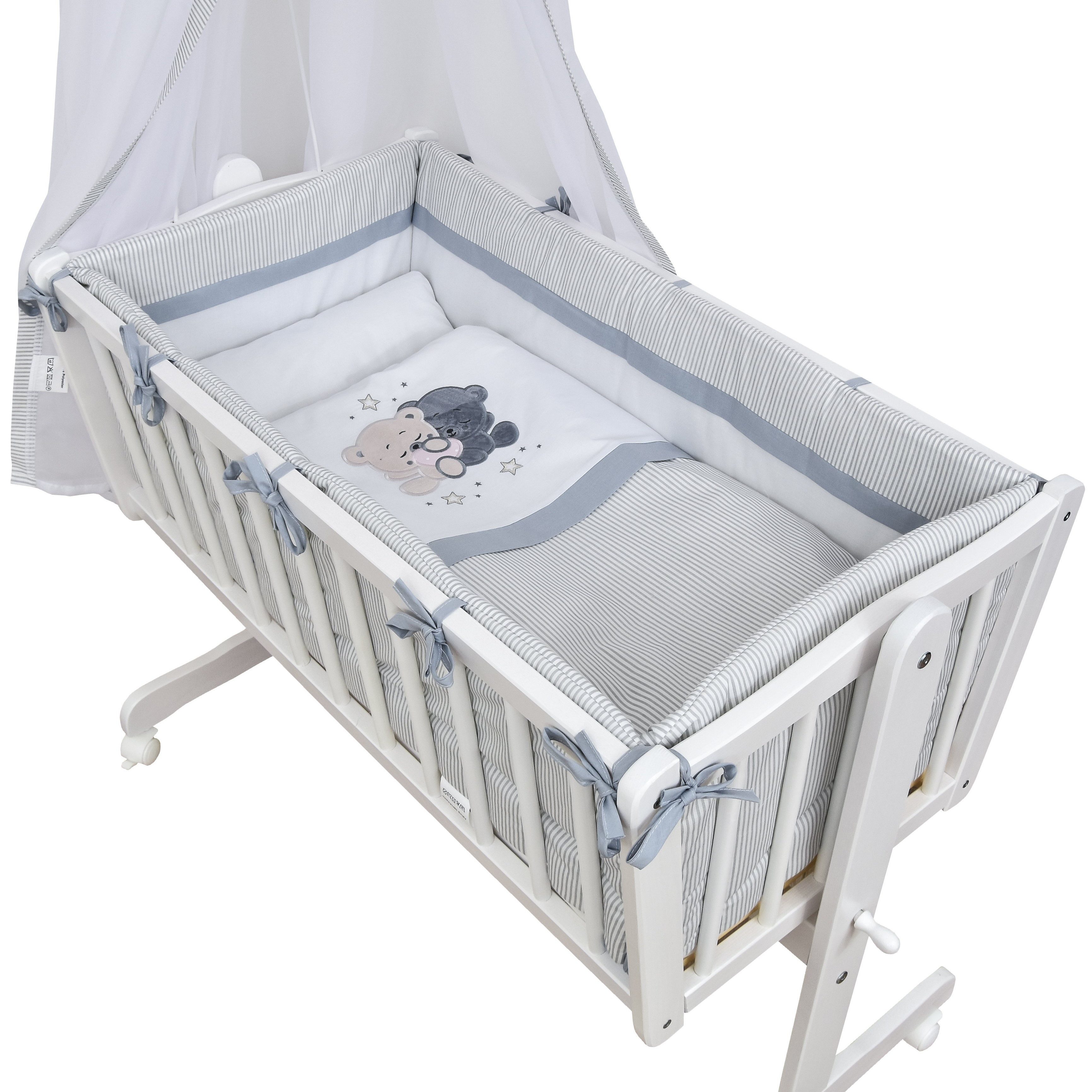 Baby-Delux Stubenbett Babywiege Komplettset, Schaukelwiege Weiß günstig online kaufen