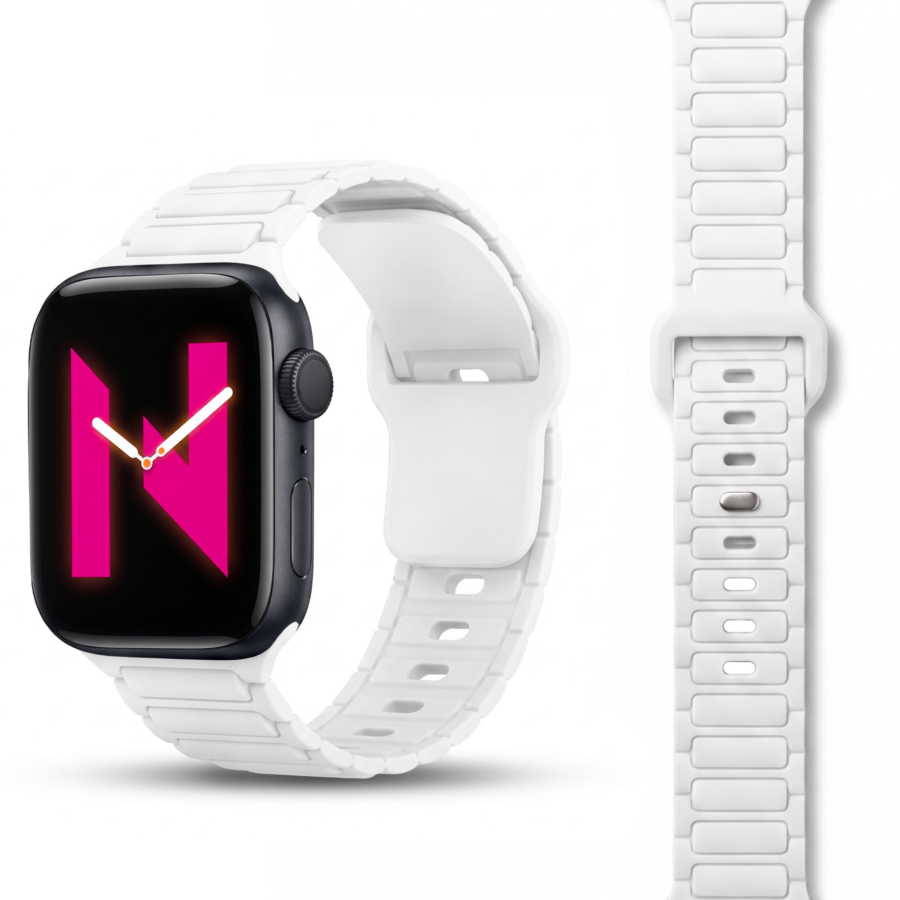 Nalia Smartwatch-Armband Apple Watch 49mm/46/45/44/42(Serie 1-3), Magnetisches Silikon Ersatzband / für Fitness Uhr / Wasserbeständig