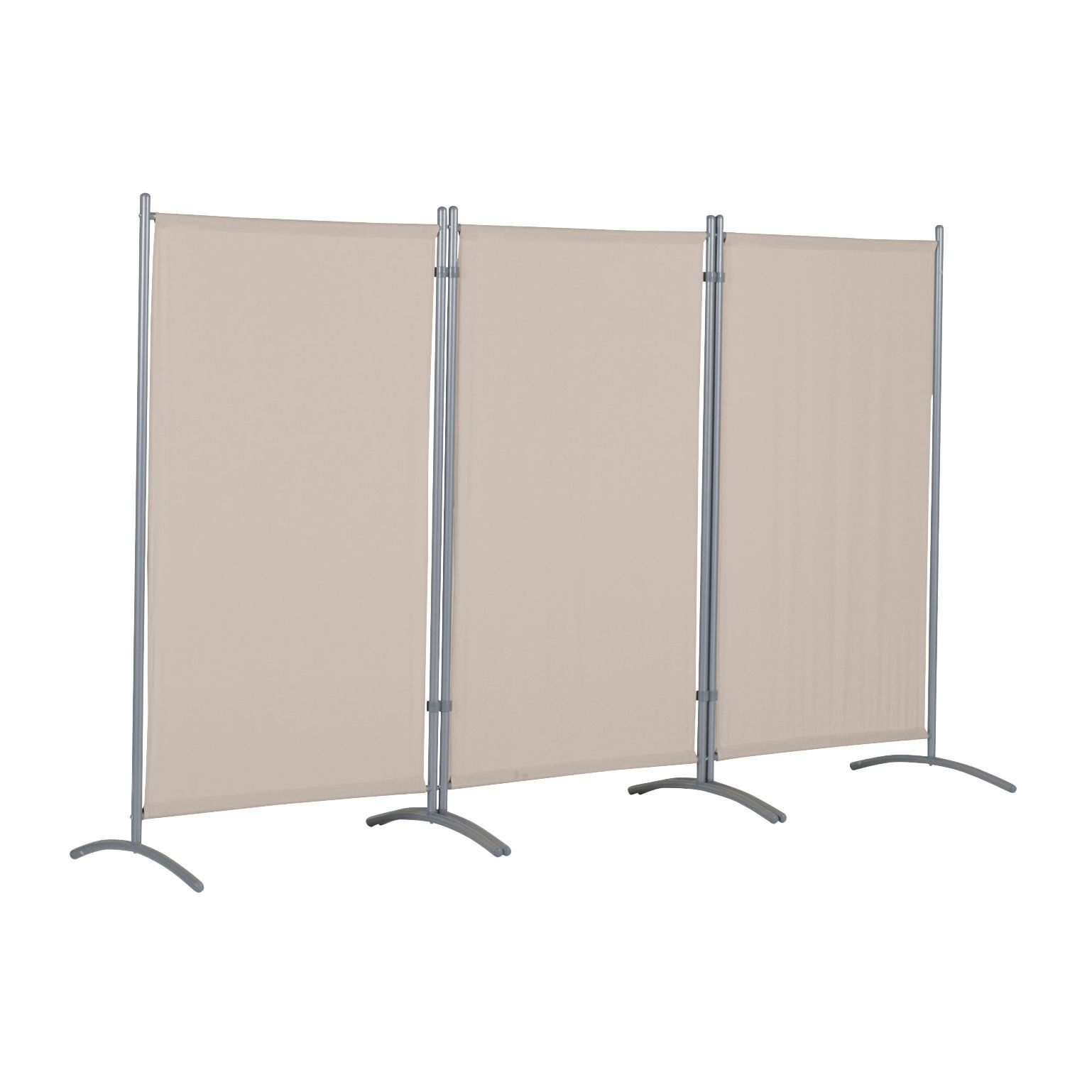 Leco Stellwand Sonnenschutz/ Windschutz (mit Stahlrohrgestell, natur), 3-teilig