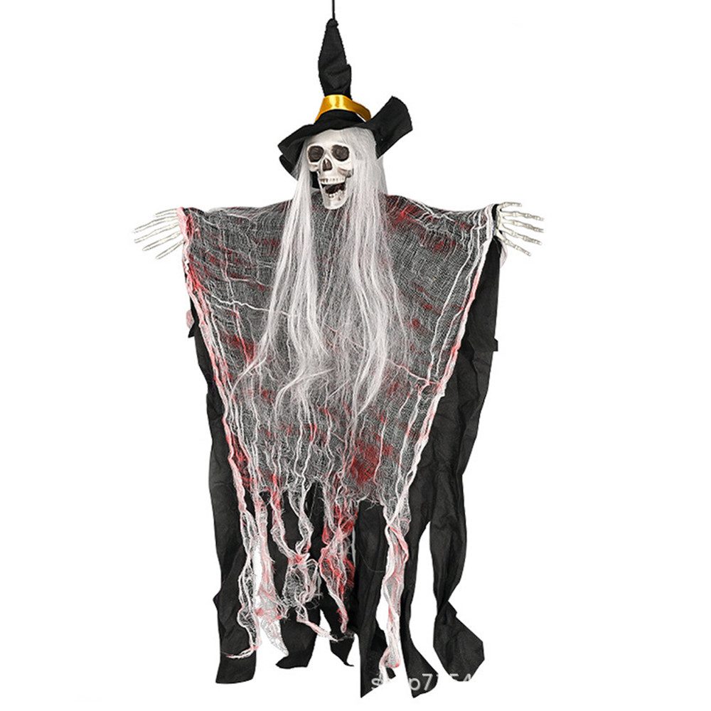 Bomiclss Dekofigur Helloween Skelett Deko Tür, Totenkopf Ghosts Hängedeko, für Halloween Draußen Garten