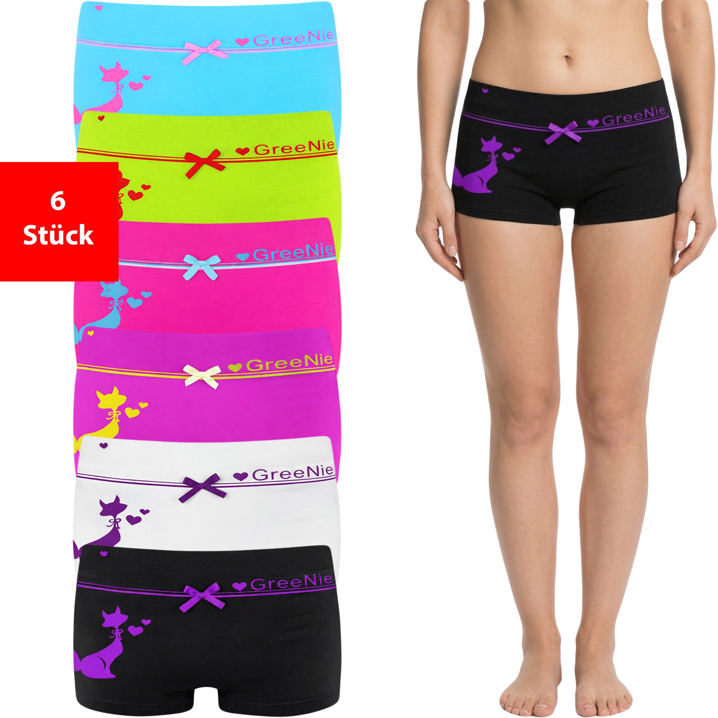 Fashionschmiede Panty Damen Pantys Mikrofaser 6er & 12er Pack Unterwäsche Hipster Slips bunt (Spar-Set, 6-St., 6er Pack) Keine störenden oder kratzenden Zettel auf der Haut.