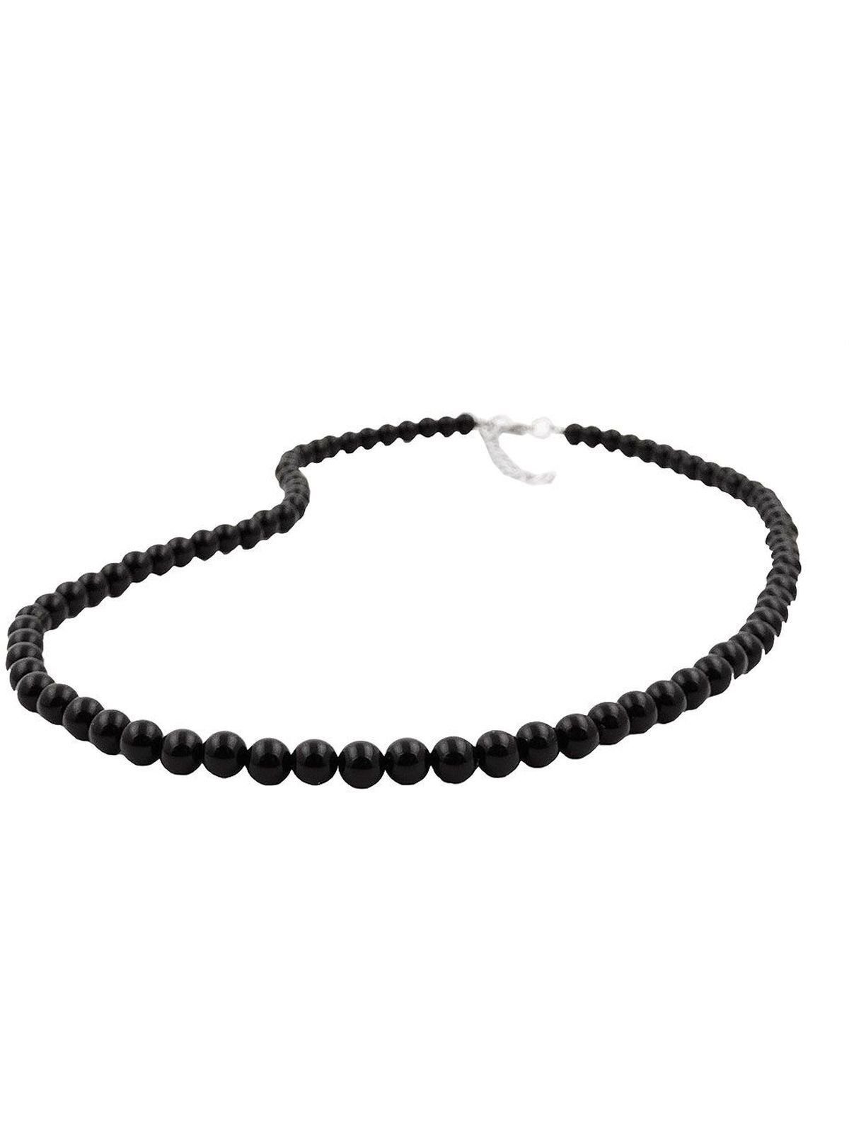 schwarz-glänzend Kunststoff Perlenkette Gallay Kette 55cm Perle (1-tlg) 6mm