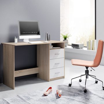 EBUY Computertisch Weißer Schreibtisch mit Schubladen – praktischer Schreibtisch (1-St)