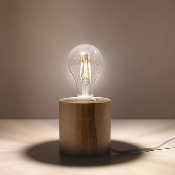 etc-shop LED Tischleuchte, Leuchtmittel nicht inklusive, Nachttischlampe Lampe E27 Tischlampe Holz Vintage, Schlafzimmer