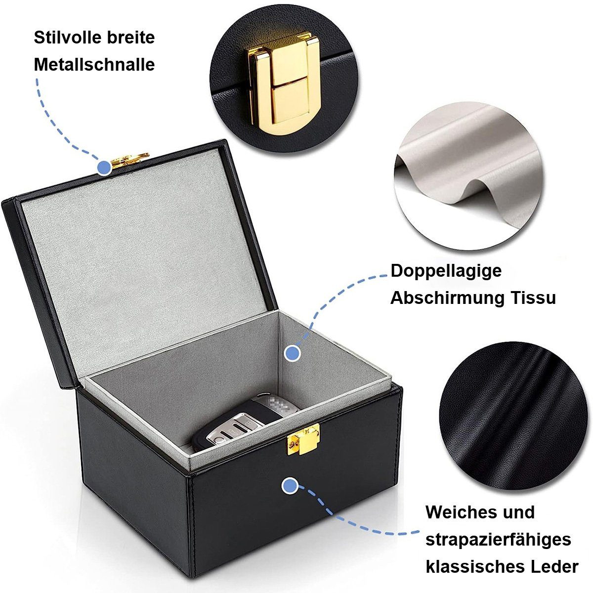 RFID Autoschlüssel Keyless Go Schutz Box der Fahrzeugschlüssel, Faraday Bag  Schlüsseltasche : : Baumarkt