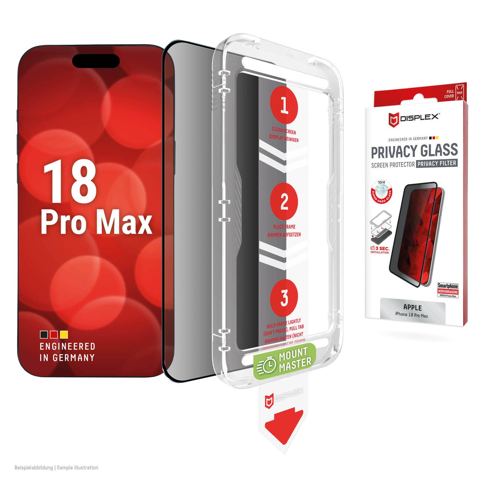 Displex Schutzfolie DISPLEX Privacy Panzerglas (10H) iPhone 18 Pro Max