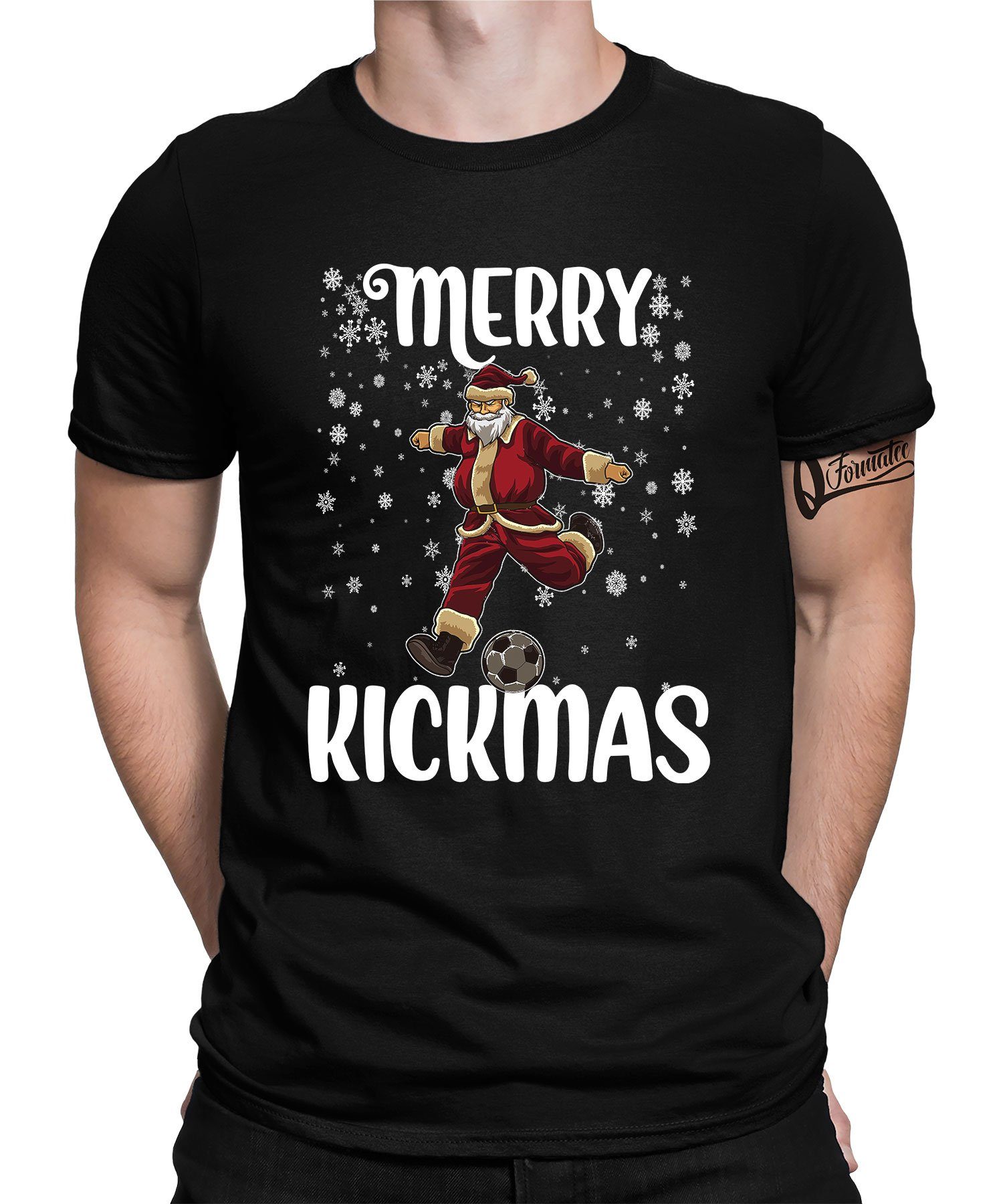 Kurzarmshirt Clause Formatee (1-tlg) Quattro Kickmas Fußball Merry Santa Weihnachtsgesch