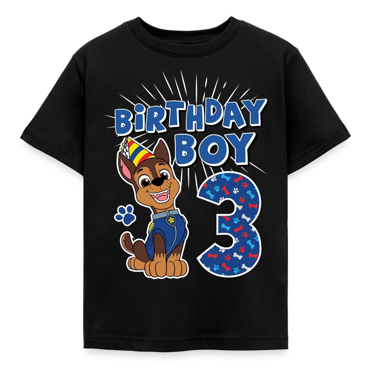 Spreadshirt T-Shirt Paw Patrol Chase 3 Jahre Alt 3. Geburtstag Kinder T-Shirt (1-tlg) Fällt klein aus. Wir empfehlen, eine Größe größer zu bestellen.