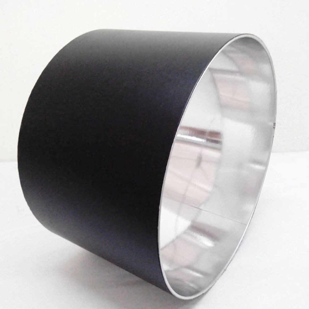 AMBIENTE-LEBENSART.DE Lampenschirm Designer-Lampenschirm-Satin-schwarz-konische-Form Ø 40cm innen Chrom