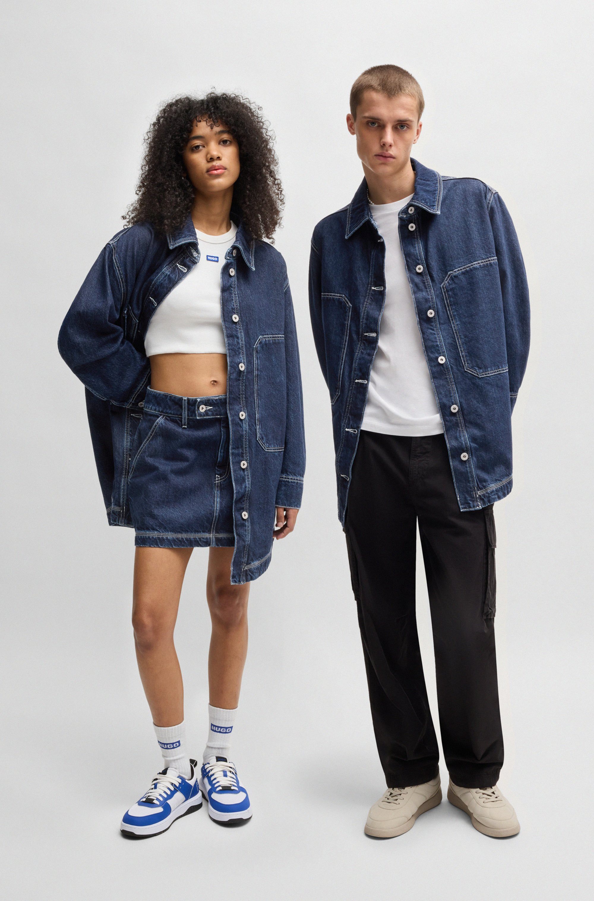 HUGO Blue Jeansjacke Galane mit kontrastfarbenen günstig online kaufen