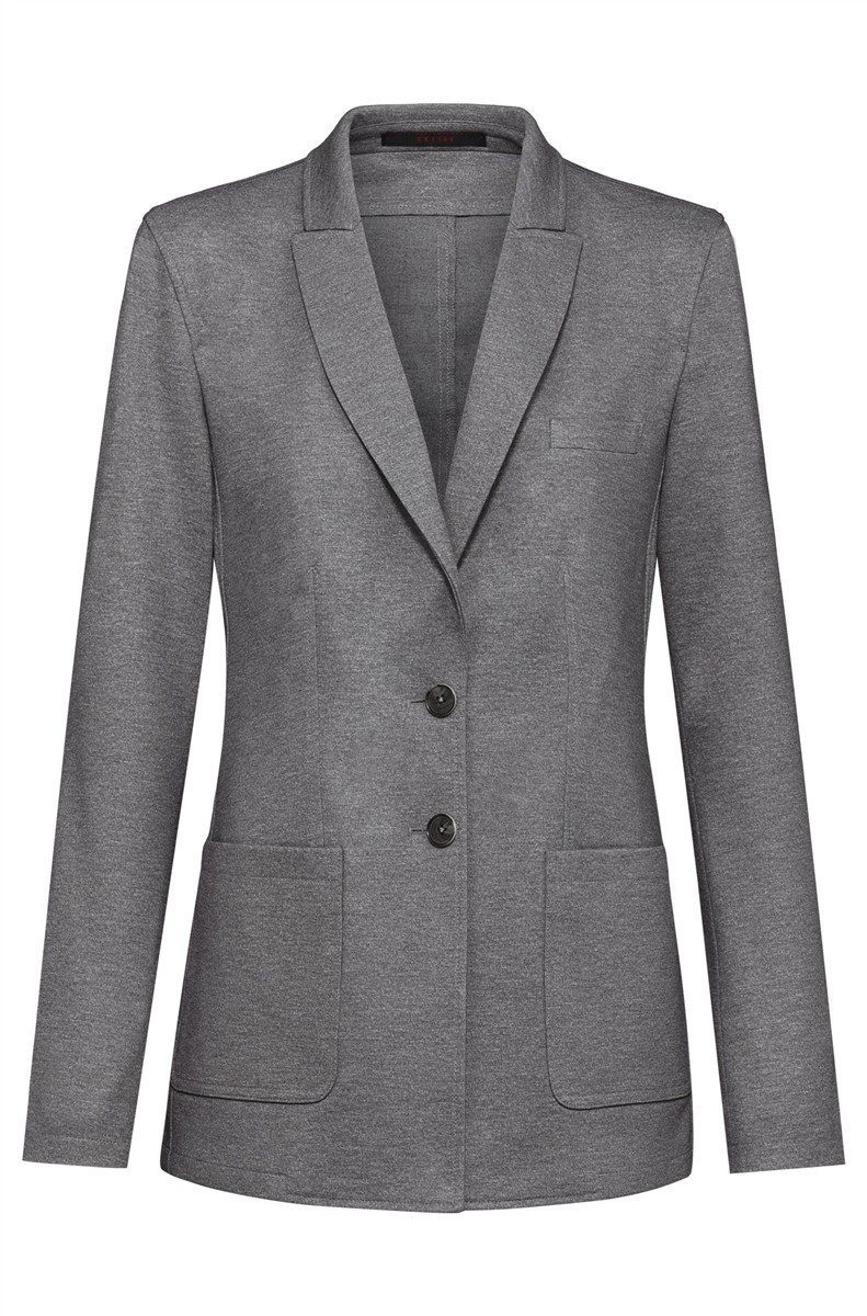 GREIFF Longblazer Greiff CASUAL Damen Jersey-Longblazer Regular Hellgrau meliert