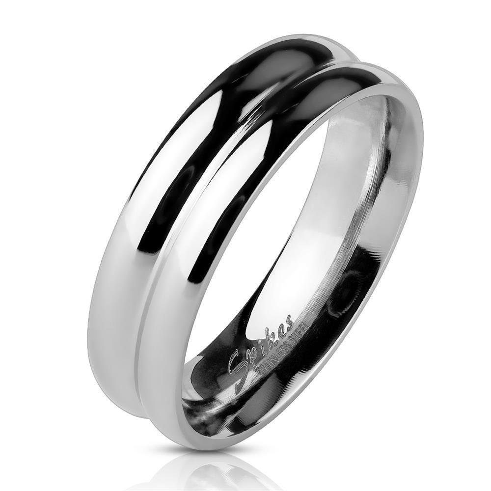 BUNGSA Fingerring Ring zweireihig Silber aus Edelstahl Unisex (Ring, 1-tlg), Damen Herren