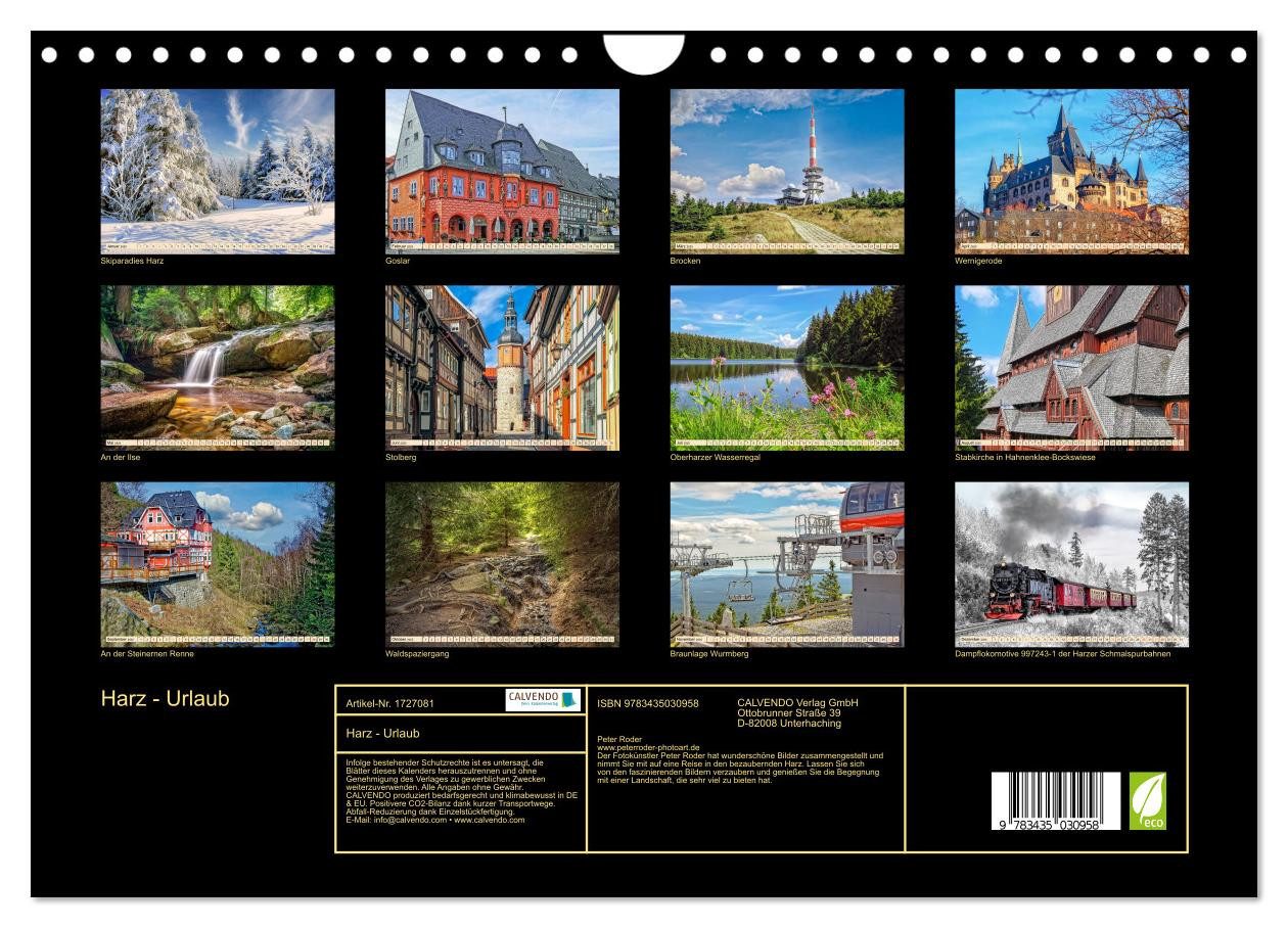 Thumbnail - CALVENDO Wandkalender Harz - Urlaub (Wandkalender 2025 DIN A4 quer), CALVENDO Monatskalender