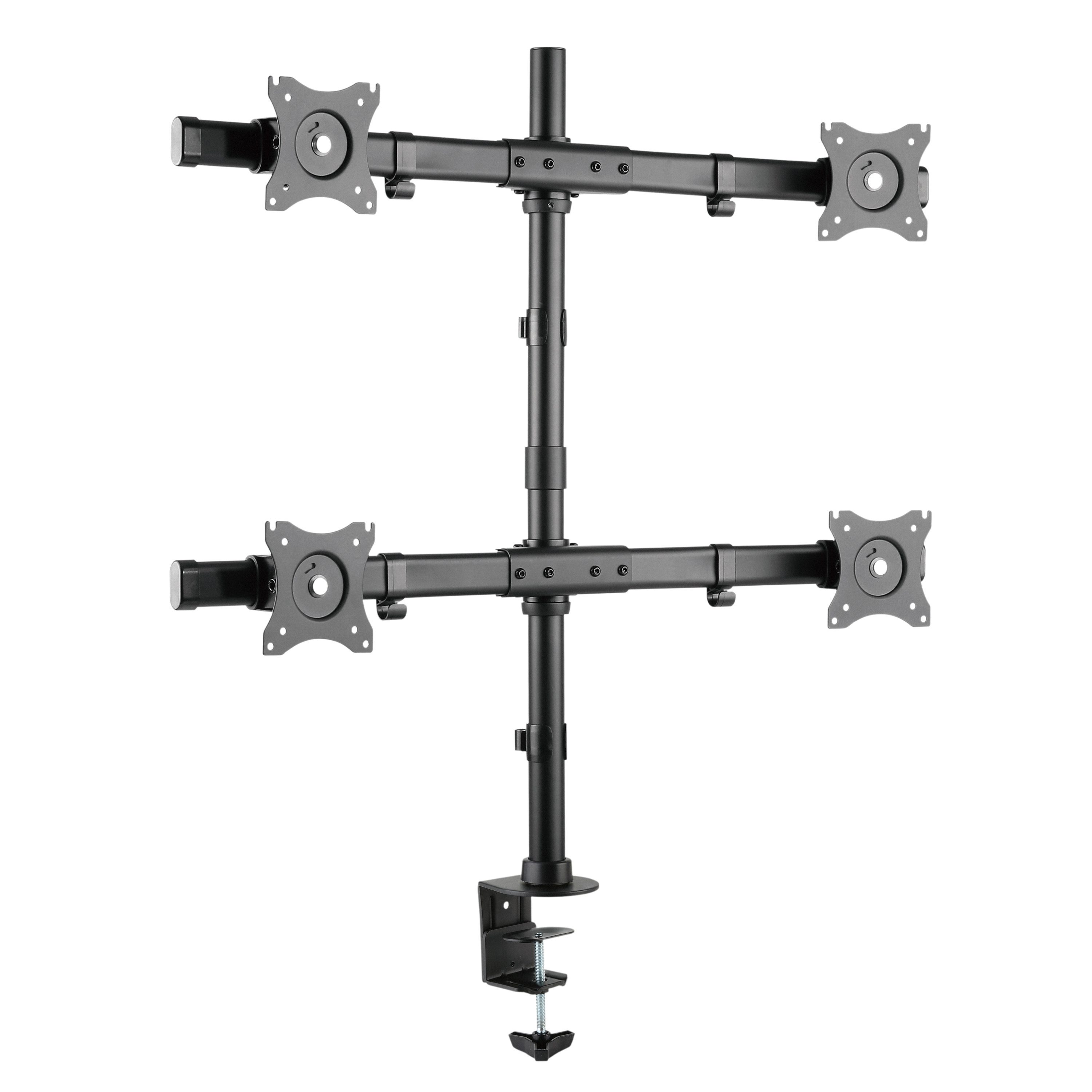 RICOO Monitor-Halterung Multi Monitor Bildschirm 4 Monitore Tischhalterung TS8411, (bis 26 Zoll, VESA 75x75 und 100x100, 1-tlg., 8 kg Belastbarkeit, von 33-66 cm (13"-26) Bildschirm-Diagonale, neigbar +45°/-45°, schwenkbar +/-15°, an der Stange höhenverstellbar)