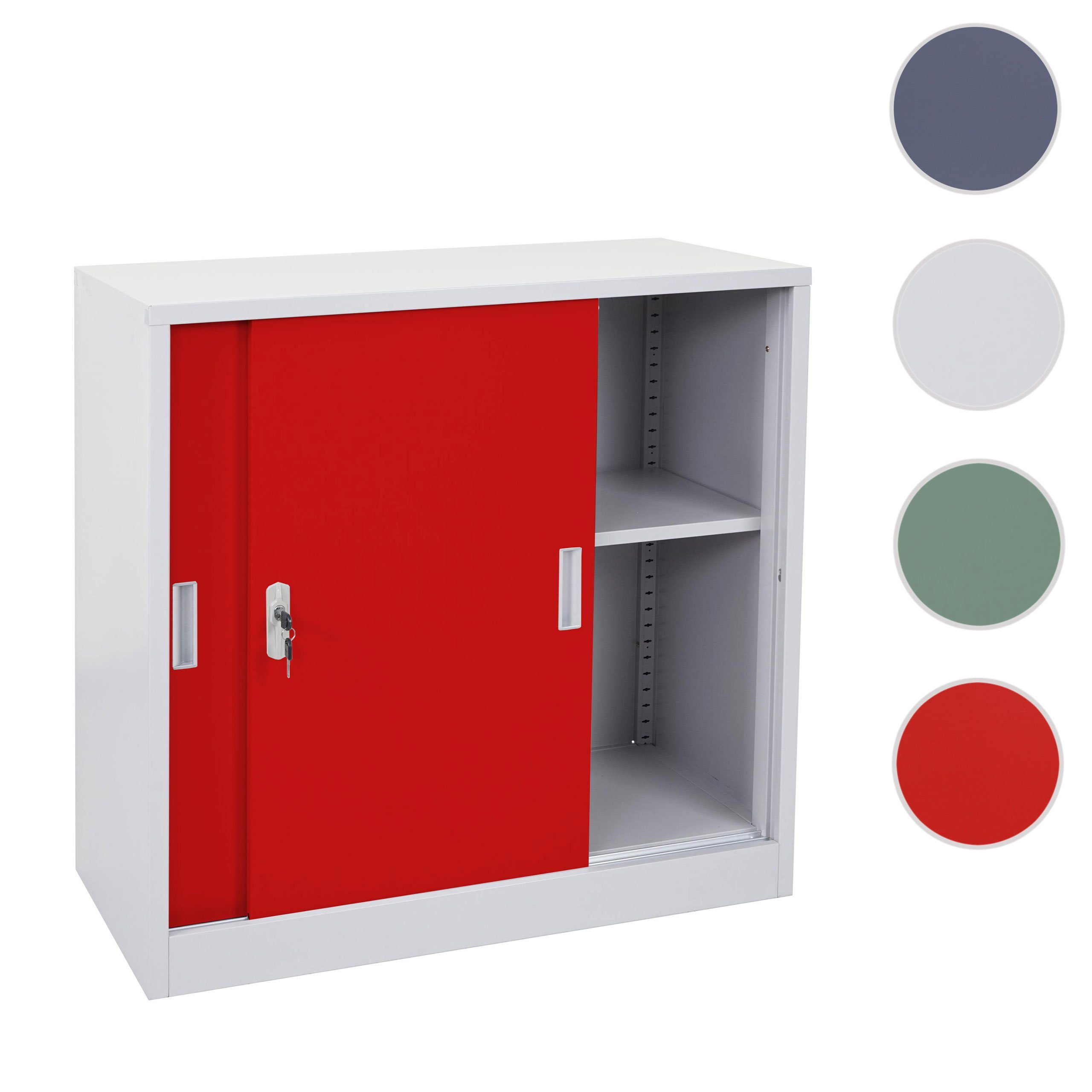 Regalboden Schiebetüren, inklusive, Schlüssel rot Metallschrank, MCW 2 1 Aktenschrank MCW-F41 2