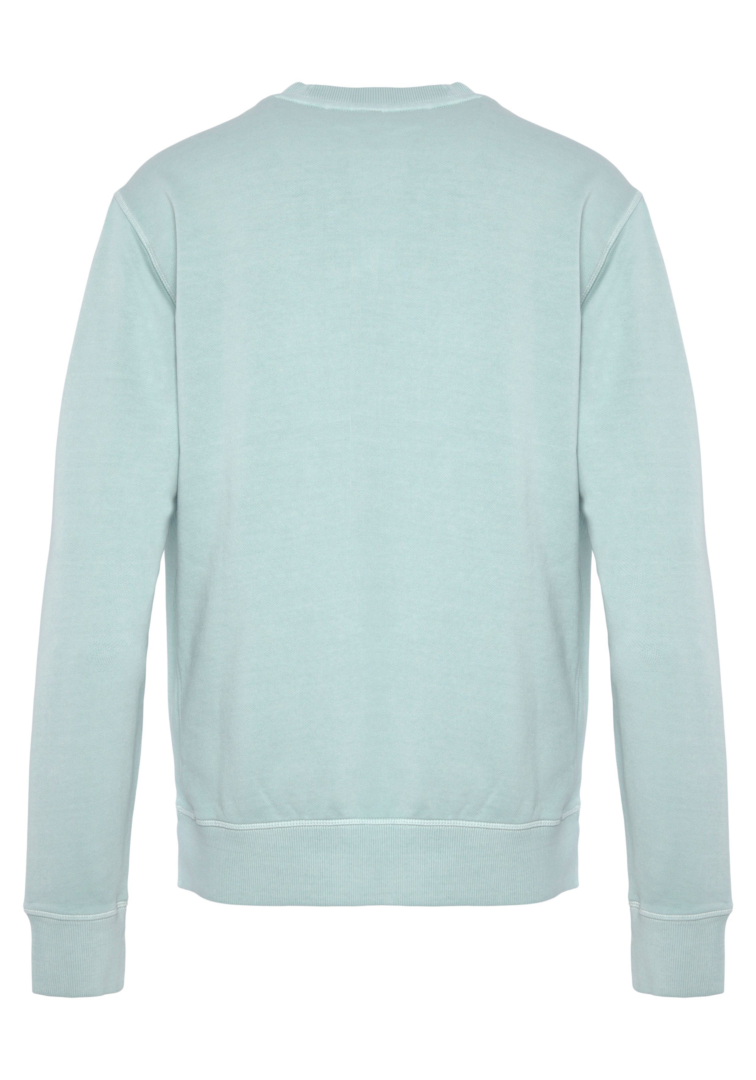 BOSS (1-tlg) seitlichen 446 Sweater mit Rippeinsätzen Wefade ORANGE Turquoise/Aqua