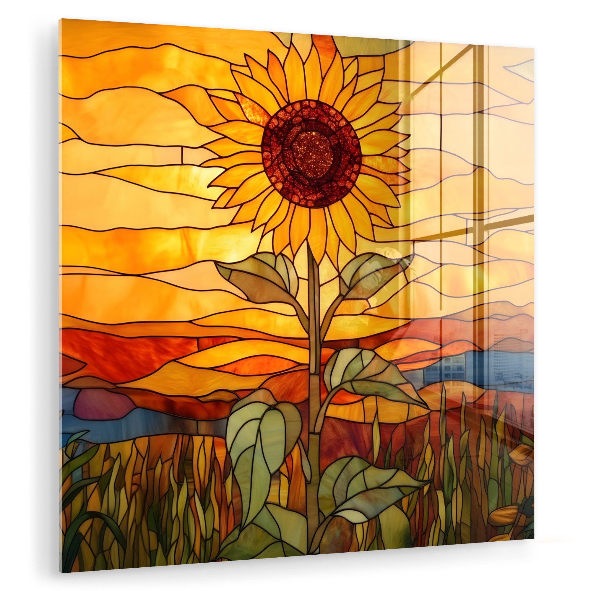 MuchoWow Acrylglasbild Sonnenblume - Mosaik - günstig online kaufen