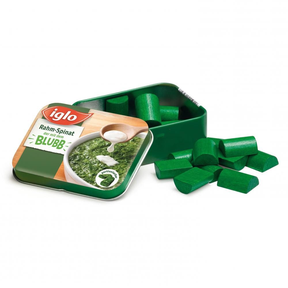 Erzi® Spiellebensmittel Kaufladen Spinat von Iglo in der Dose, (Set, 15-tlg., 1), Made in Germany