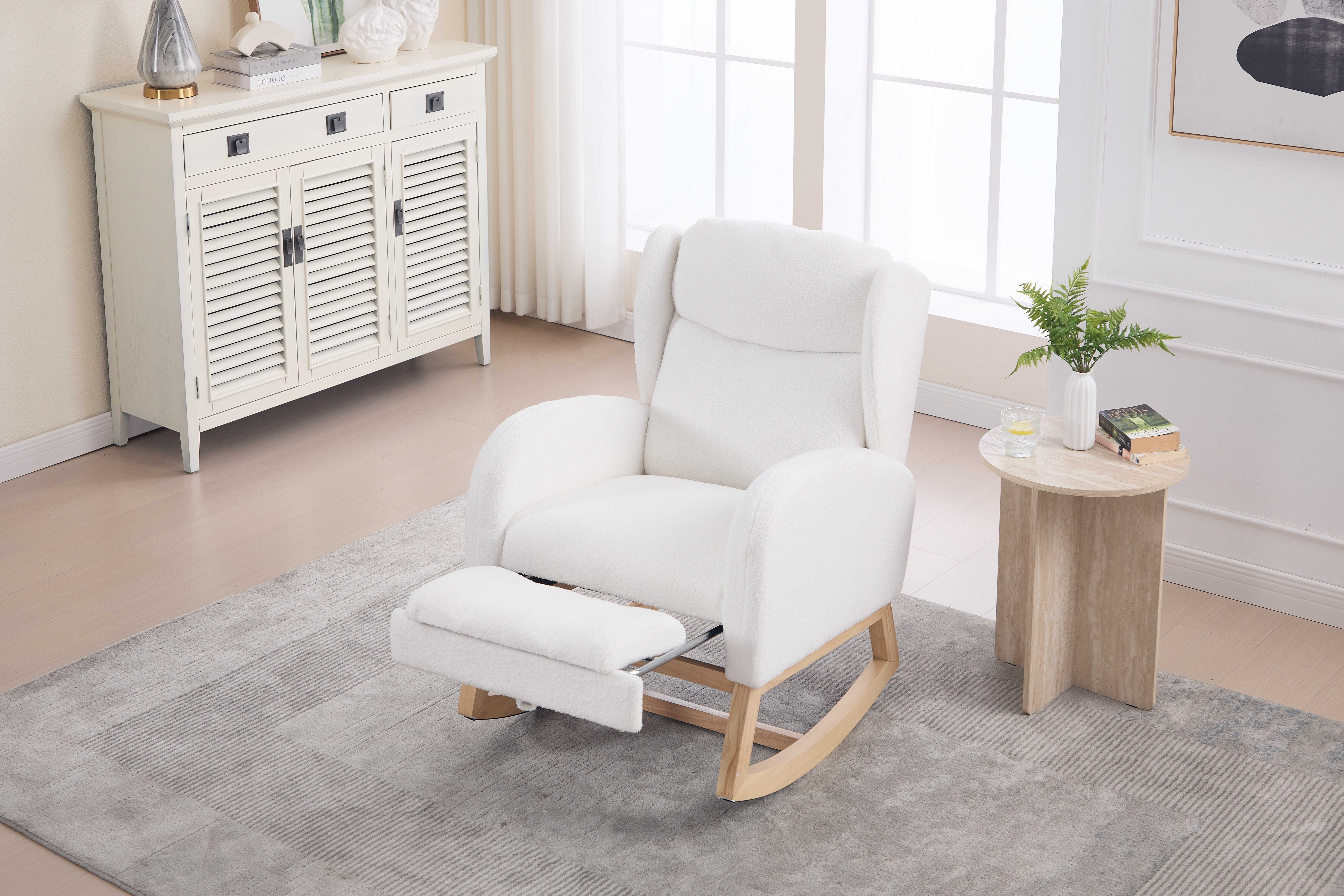 BlingBin Schaukelstuhl (1 St), mit Teddy-Stoff, klappbarer Fußstütze und Se günstig online kaufen