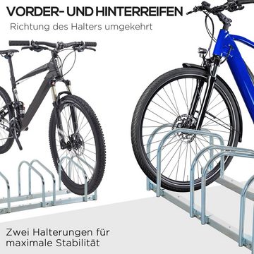 HOMCOM Fahrradständer Radständer Mehrfachständer Aufstellständer Silber (Set, 1-St., Boden- und Wandmontage Stahl bis 6 Fahrräder), 179L x 33B x 27H cm