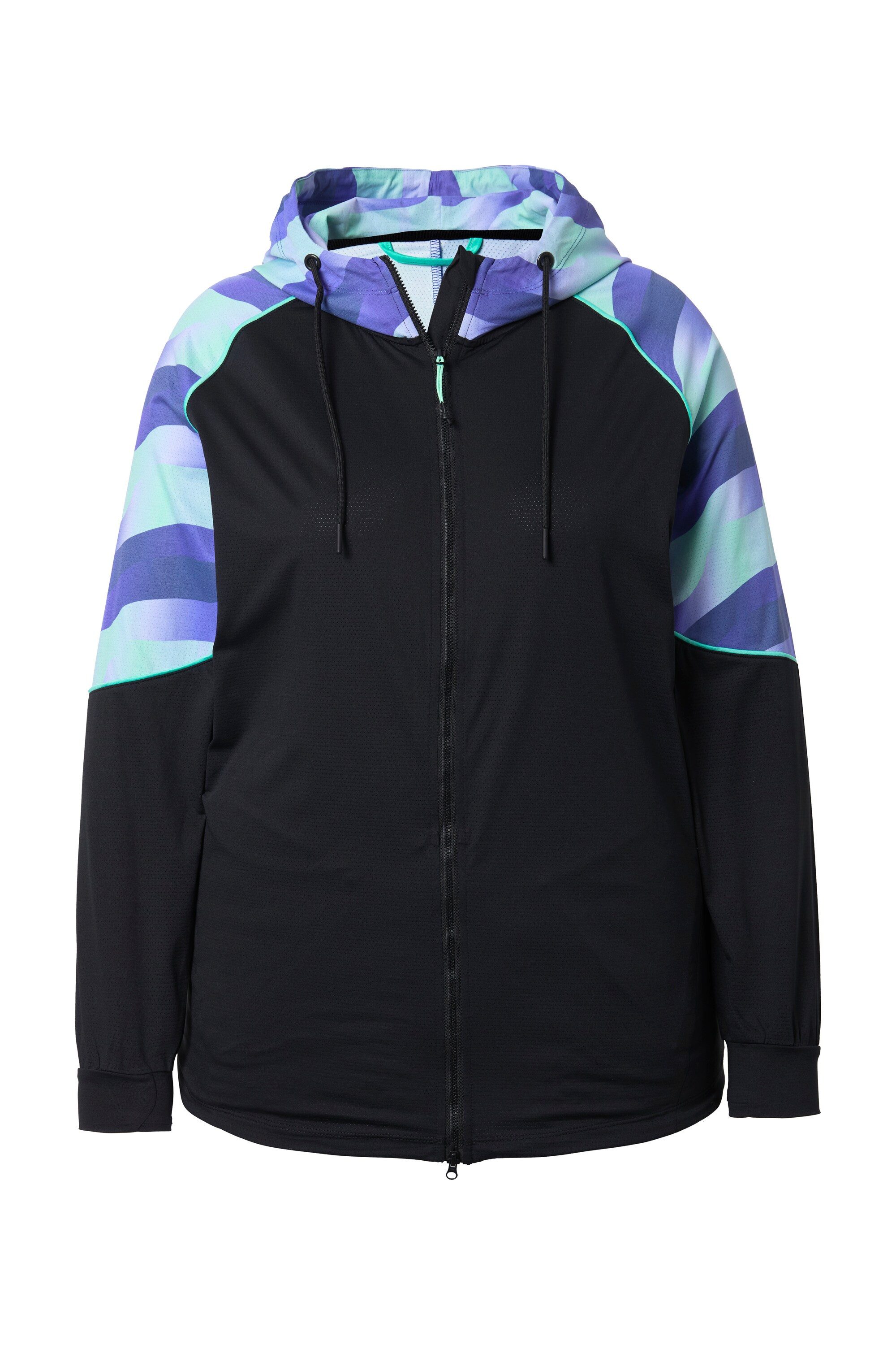 Ulla Popken Sweatjacke Light-Funktionsjacke Kapuze Daumenloch