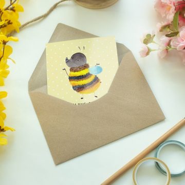 Mr. & Mrs. Panda Grußkarte Hummel flauschig - Gelb Pastell - Geschenk, Tiermotive, Glückwunschka, Hochwertiger Karton