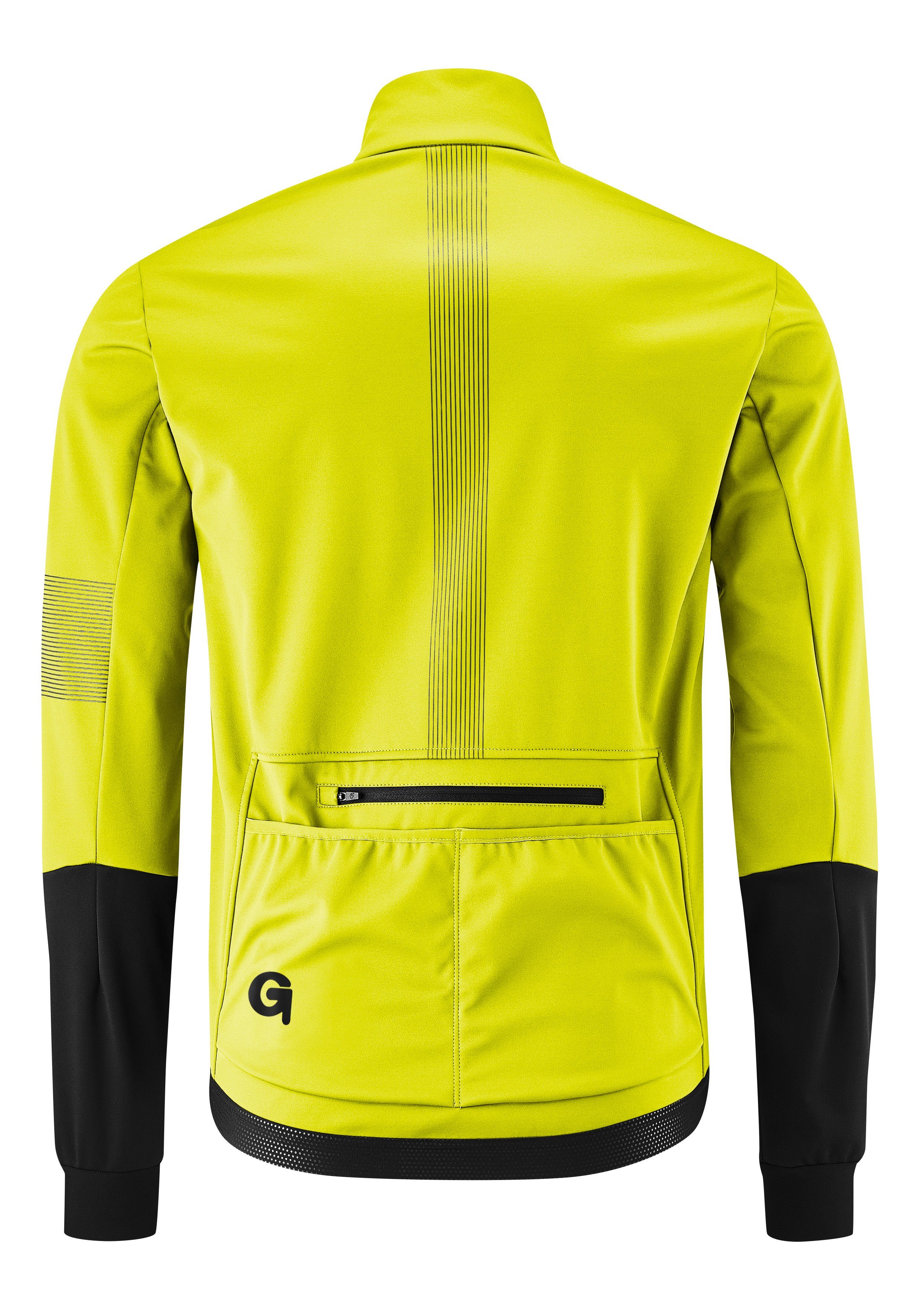 und Valaff atmungsaktiv Herren neongelb Gonso Windjacke wasserabweisend Softshell-Jacke, Fahrradjacke