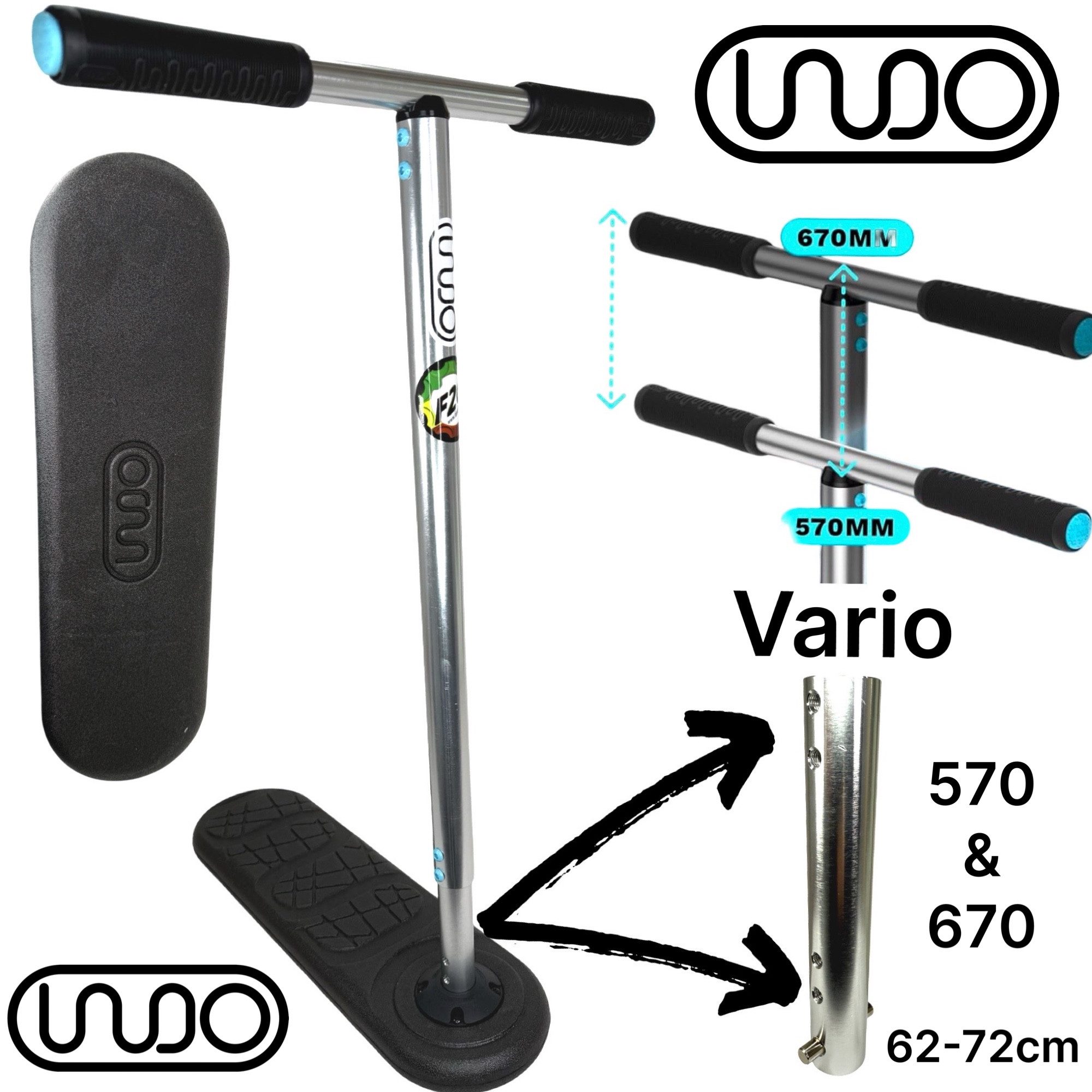 INDO Stuntscooter Indo Kickstarter Trampolin Stunt-Scooter Trick Trainer H=62-72cm