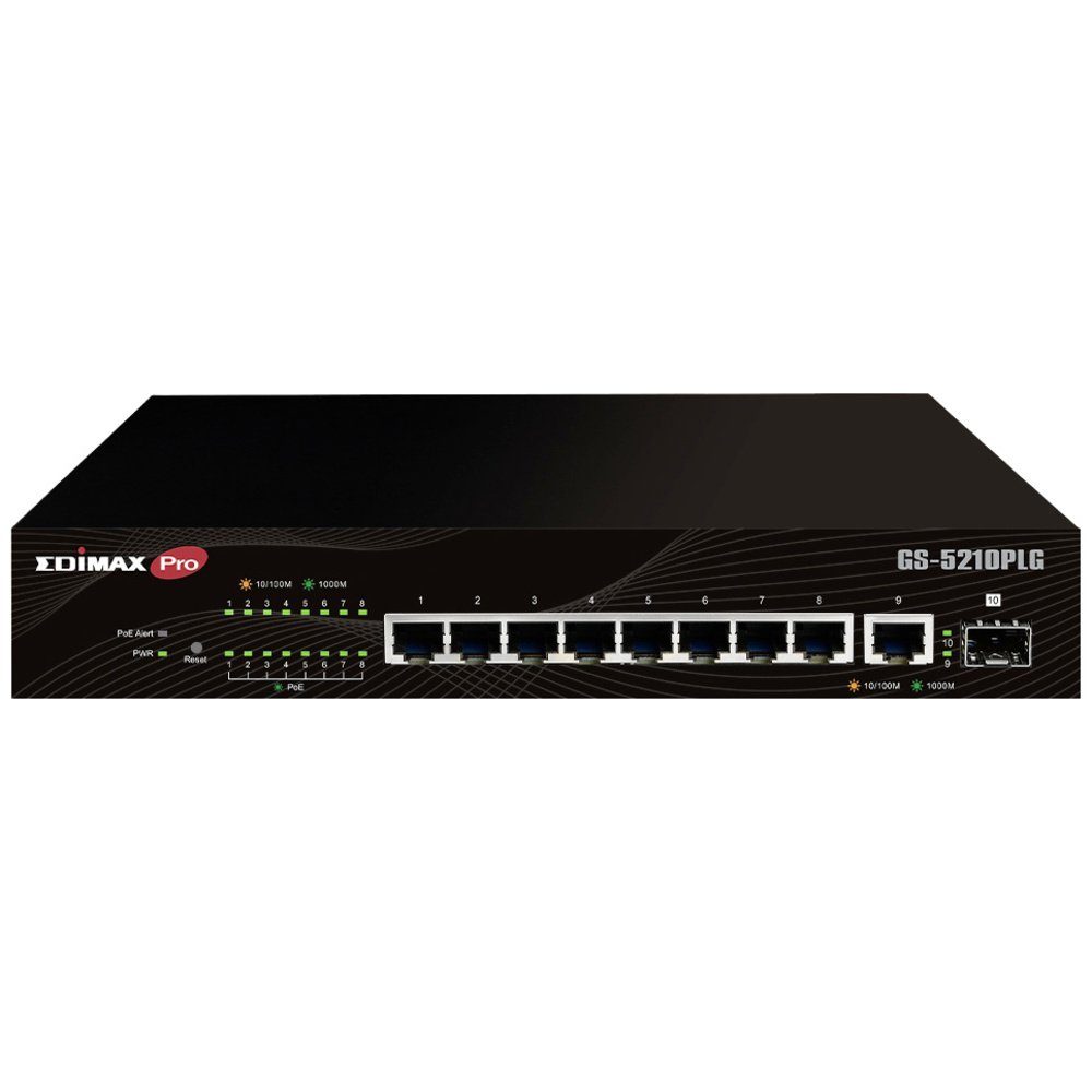 EDIMAX GS-5210PLG Netzwerk Switch RJ45/SFP 8 + 2 Port 20 GBit/s PoE-F Netzwerk-Switch