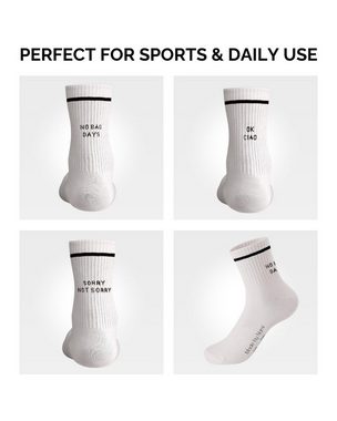 Made by Nami Socken 3er Set Weiße Tennissocken Atmungsaktive Crew Socks mit Sprüchen (Set, 3 Paar) Retro Socken Lustige Socken mit Sprüchen Herren & Damen