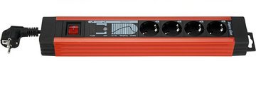 REV Steckdosenleiste (SupraLine 4-fach, Kupfer-Rot, Länge 2,6m, Überspannungsschutz, Netzfilter & Schalter)