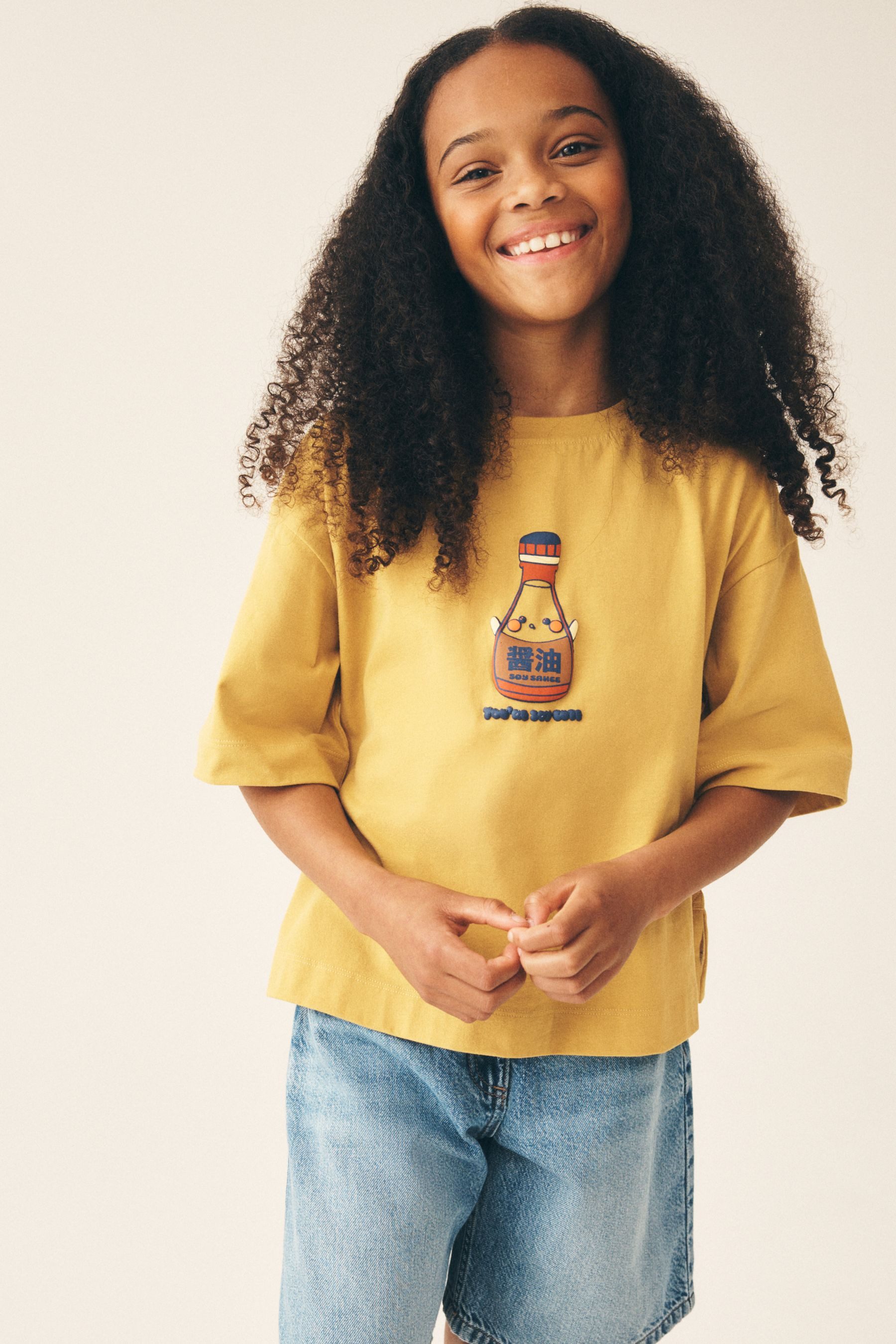 Oversize-Shirt Kastiges Oversized Fit T-Shirt mit Grafik