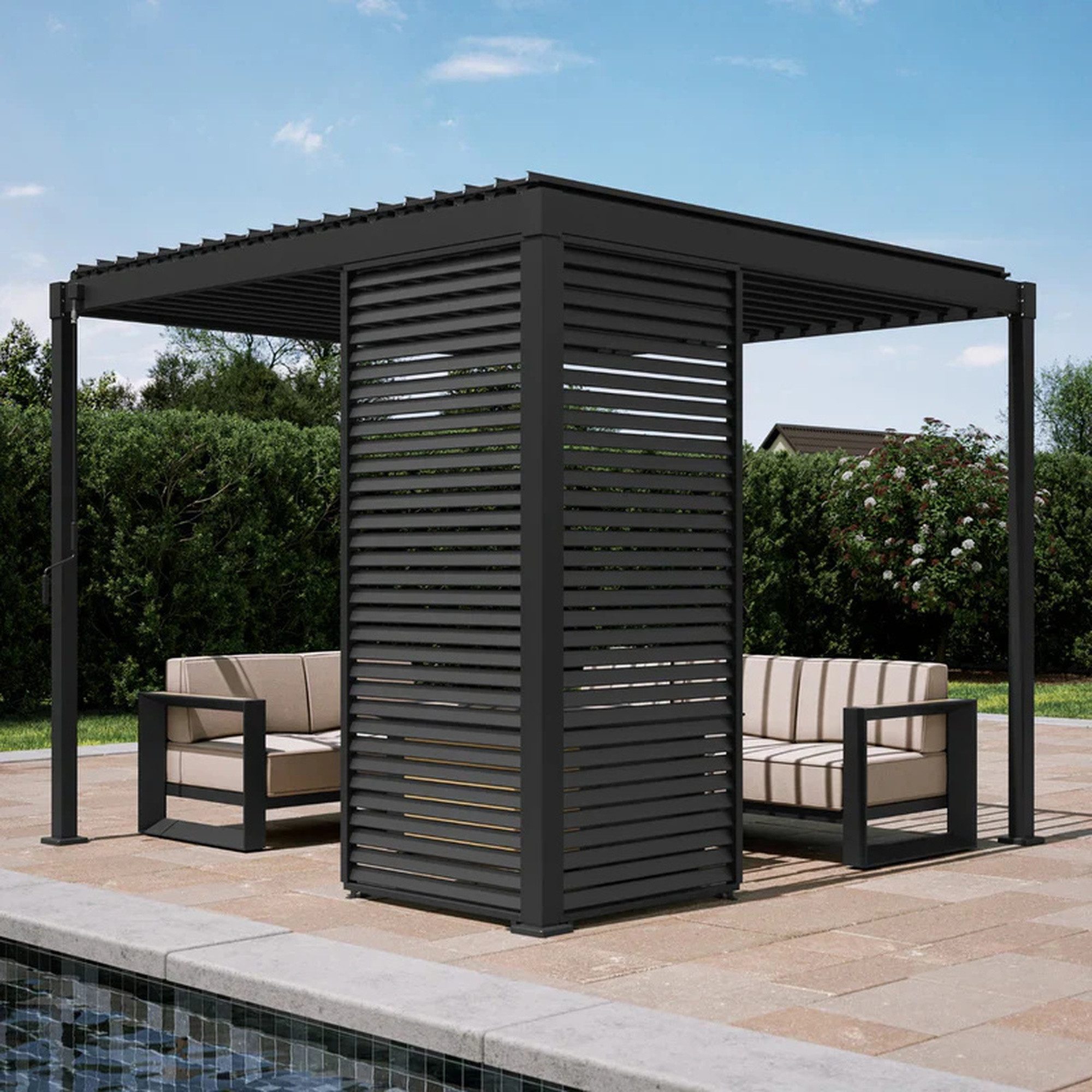 Mirador Pavillonseitenteil 1/3 Feste Lamellenwand 0.93m, 1-tlg, Lamellenwand für Mirador 80/88S Pergola Anthrazit