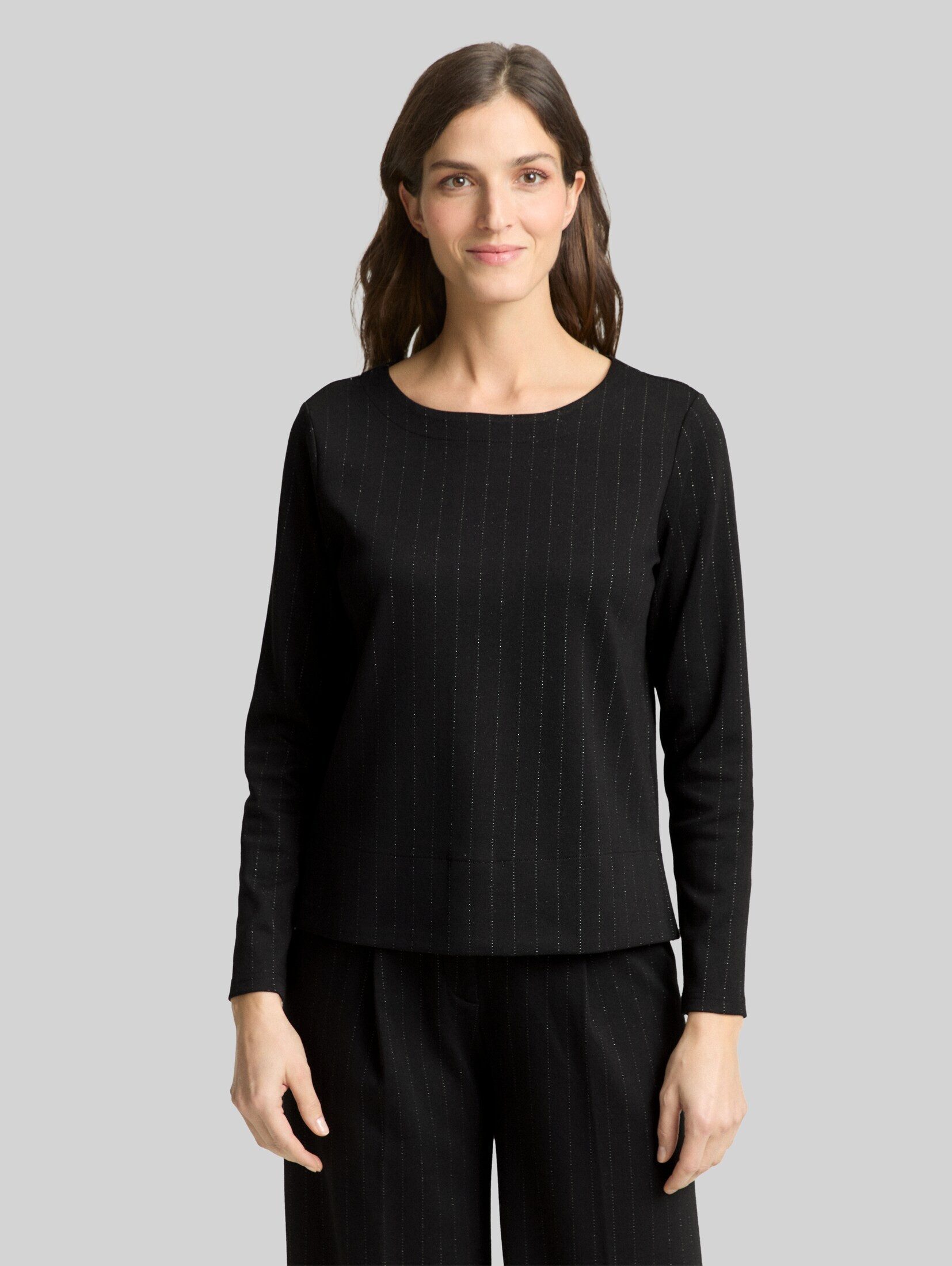 TOM TAILOR Langarmshirt T-Shirt Langarmshirt mit Glitzer-Effekt