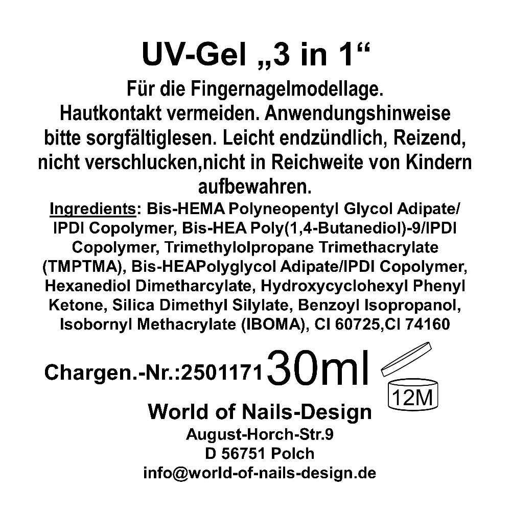 World of Nails-Design UV-Gel ProLine "3 in 1" LED/UV-Universalgel dickviskose klar, bildet eine Schwitzschicht