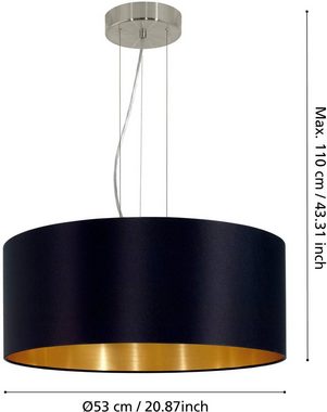 EGLO Hängeleuchte MASERLO, Leuchtmittel wechselbar, ohne Leuchtmittel, Textil Hängelampe schwarz gold, aus Stahl und Stoff, E27, Ø53 cm