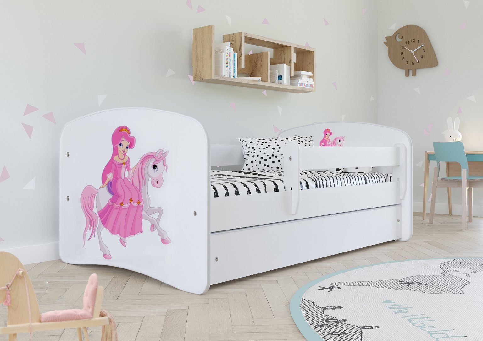 Bjird Kinderbett Babydream 180x80 cm 160x80 cm 140x70 cm (optional mit Matratze, mit Schublade Rausfallschutz und Lattenrost), verschieden Farben und Varianten für Mädchen und Jungen