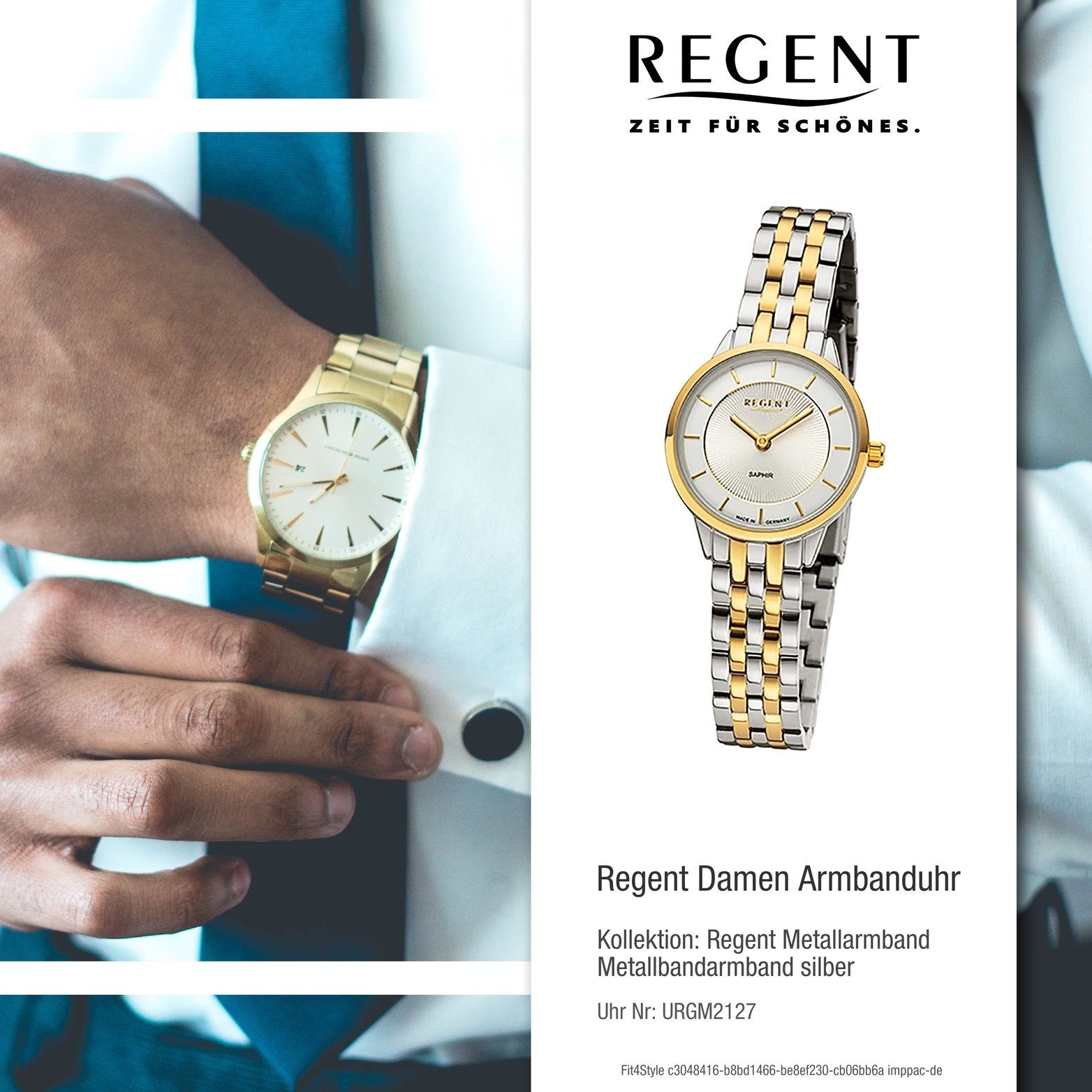 Gehäuse, Quarzuhr Damen klein Armbanduhr silber, Metallbandarmband Analog, Regent rundes Damenuhr gold, Regent (27mm)