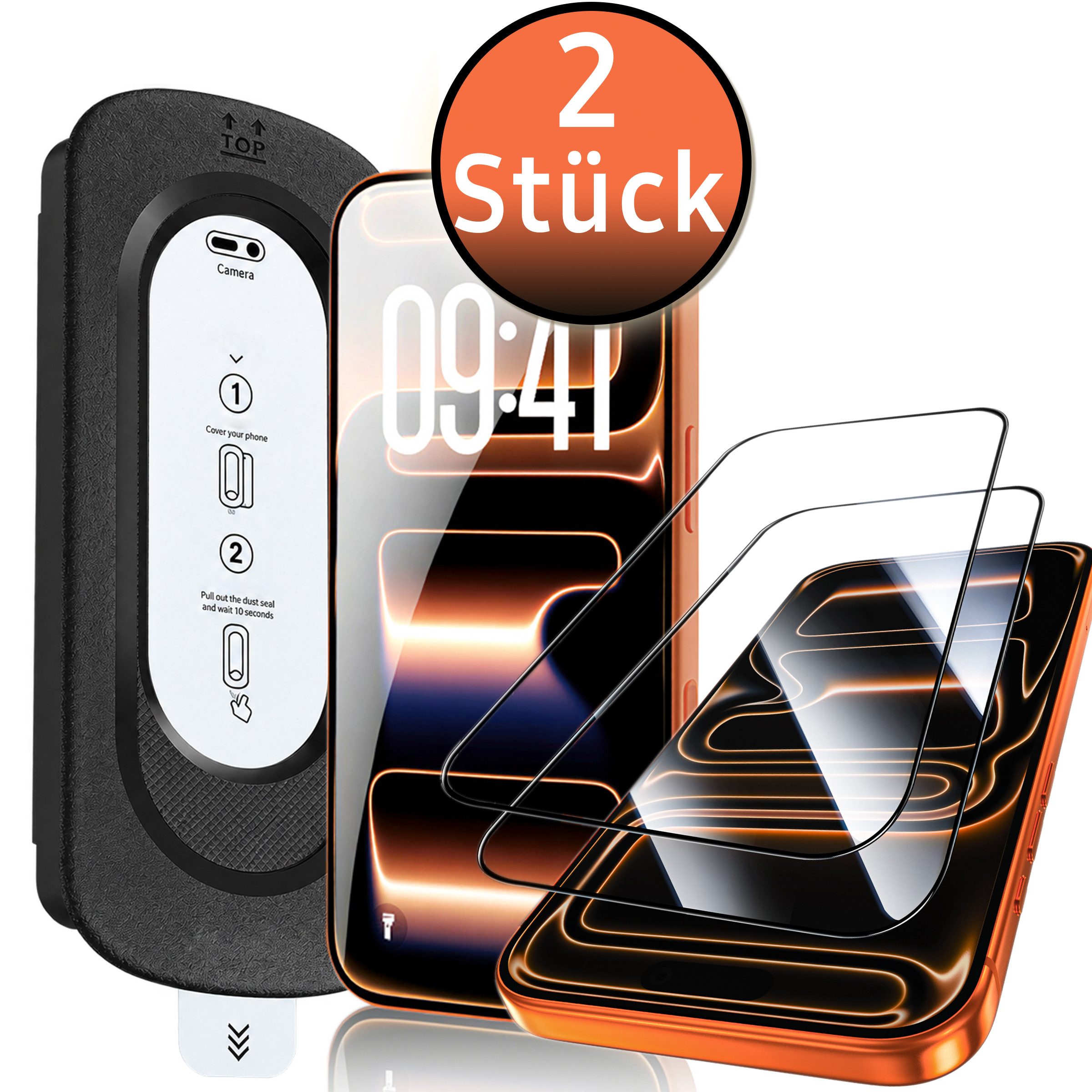 TK-Handel Displayschutzfolie panzerglas 9H Montagehilfe Schutzglas Schutzfolie Glas Folie für iPhone 15 iPhone 16, Displayschutzfolie, Displayschutz, Hartglas, Displayfolie, screen Protector, display, Echt Glas, 9H gehärtet, Handyschutz, full cover, 2 Stück, handyfolie, Glasfolie, Panzerfolie, Schutzglas, 9H