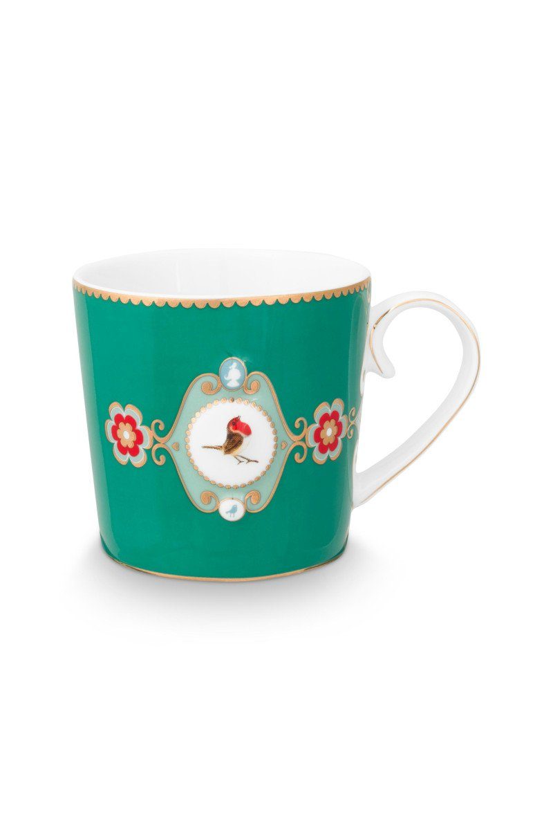 PiP Studio Tasse Love Birds Medallion Tasse grün 150ml, Bone China, Mug Small Love Birds Medallion Emerald 150ml
