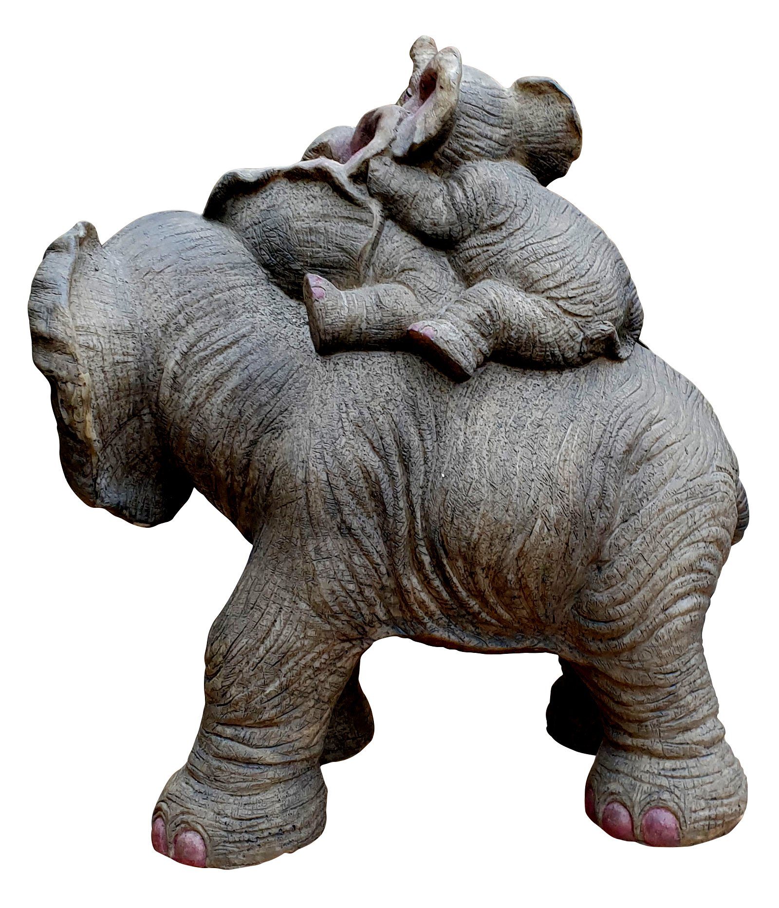Skulptur, mit St), Gartenfigur Fachhandel Plus wetterfest Elefantenmama (1 Babys